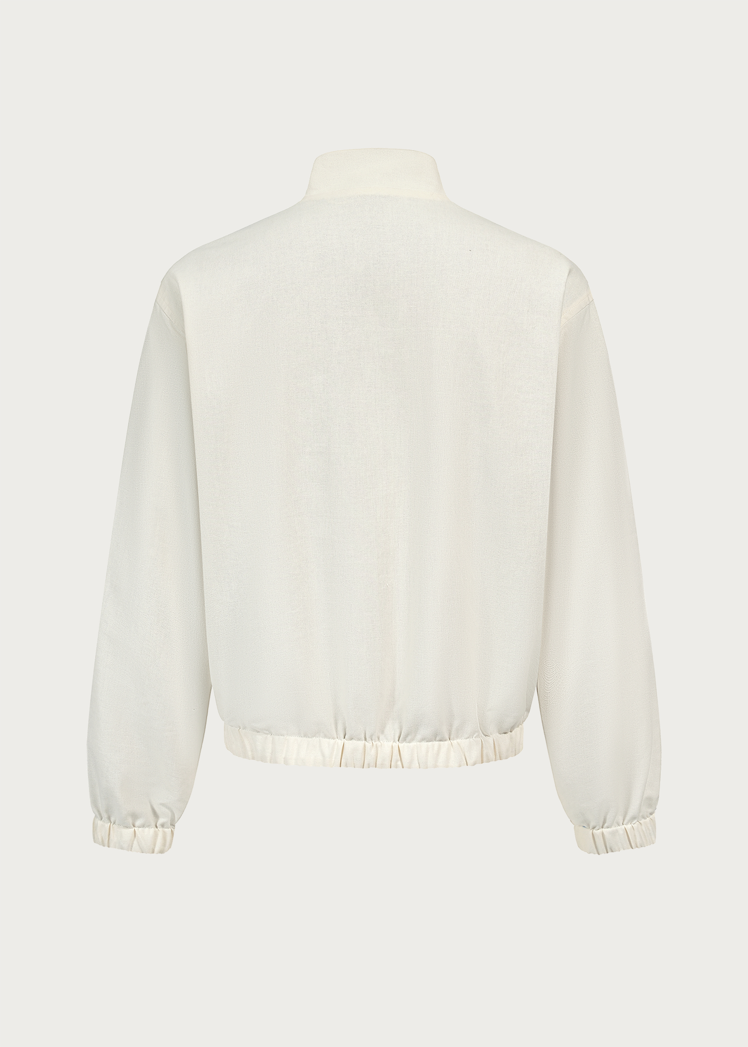 Khaki/Blue Reversible Color-block Linen-Blend High-Neck Jacket