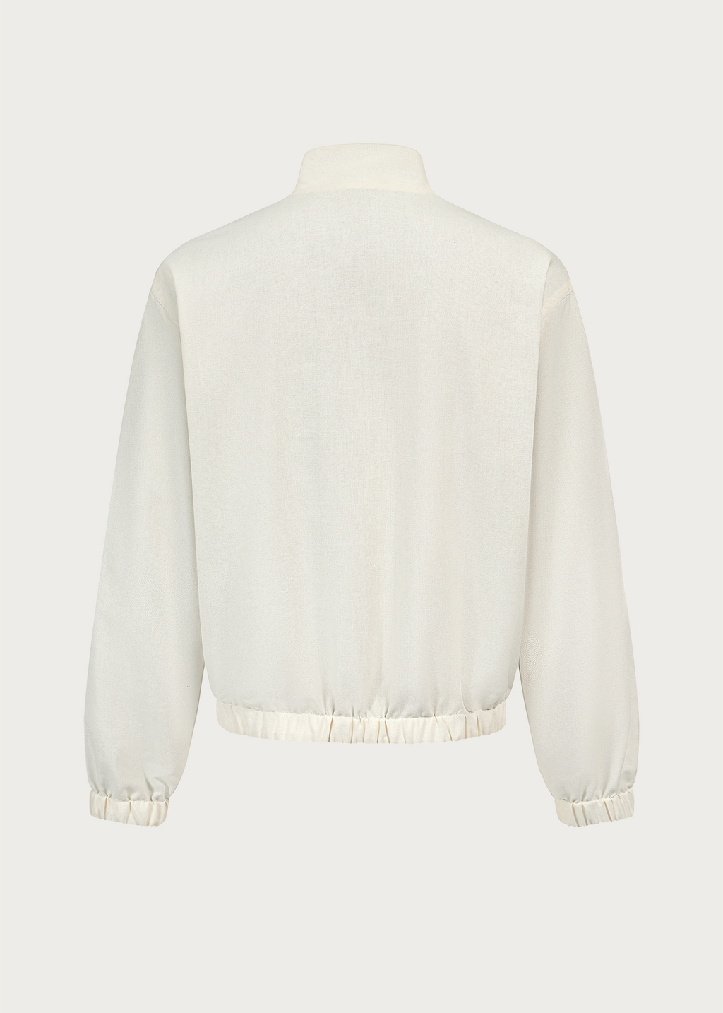 Khaki/Blue Reversible Color-block Linen-Blend High-Neck Jacket
