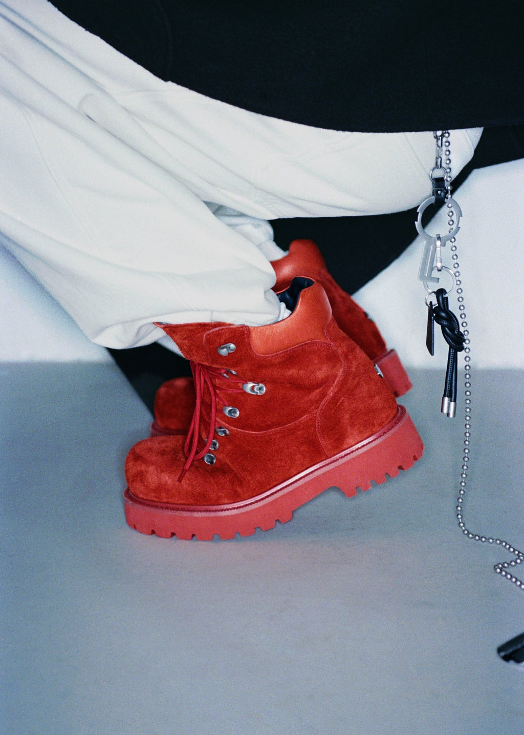 Work-Style Suede Boots Red
