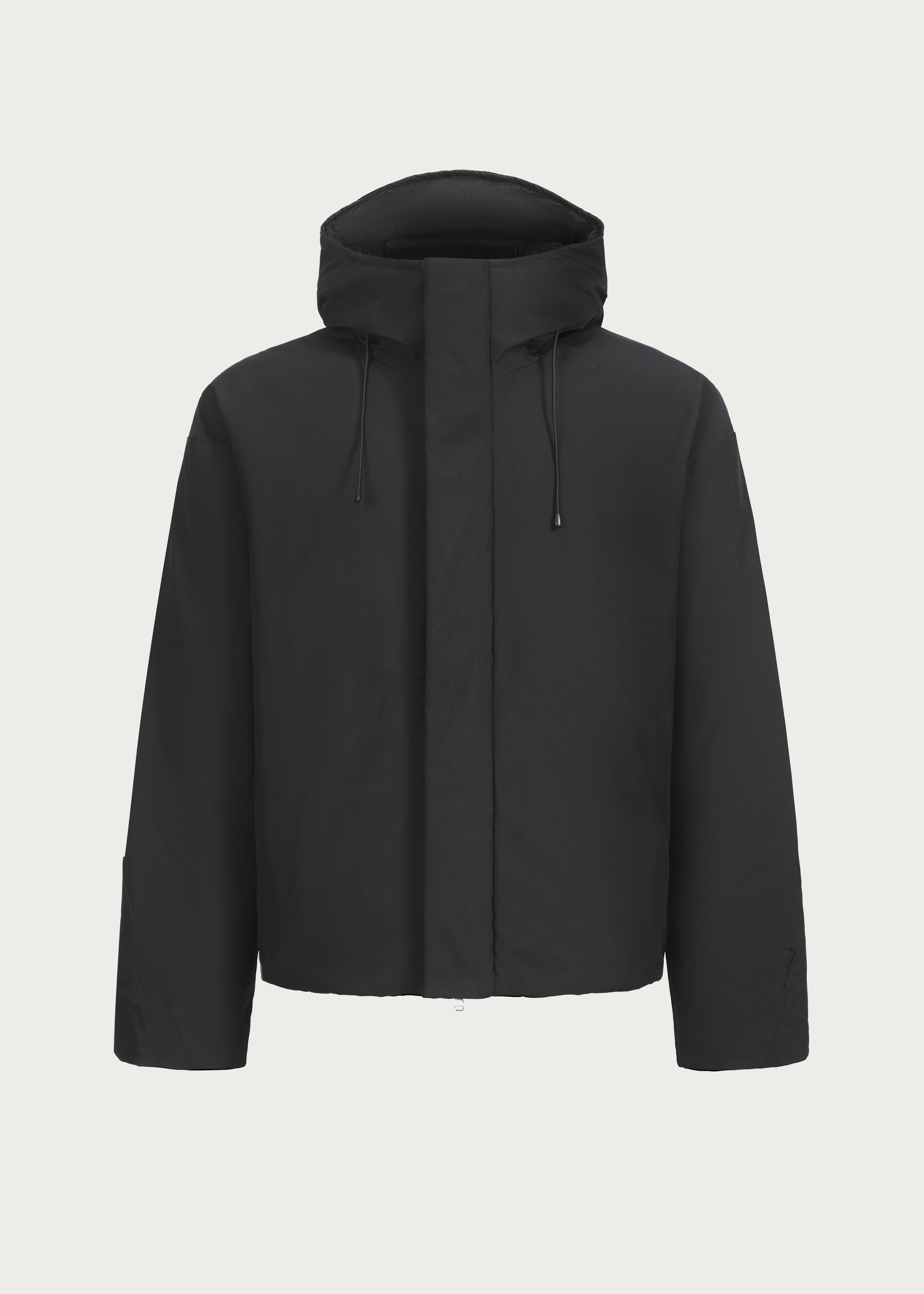 90 White duck down Hooded Down jacket Black