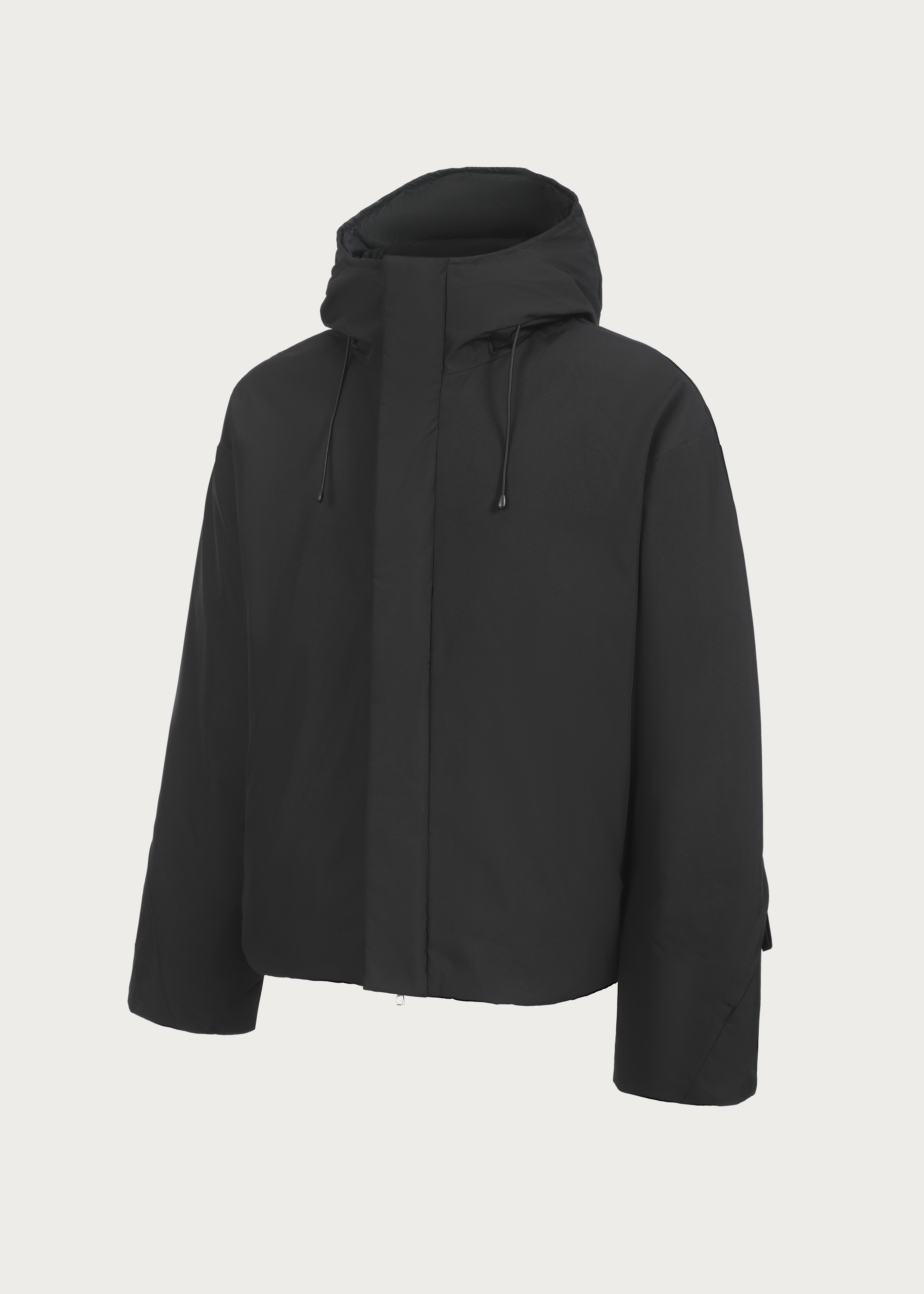 90 White duck down Hooded Down jacket Black