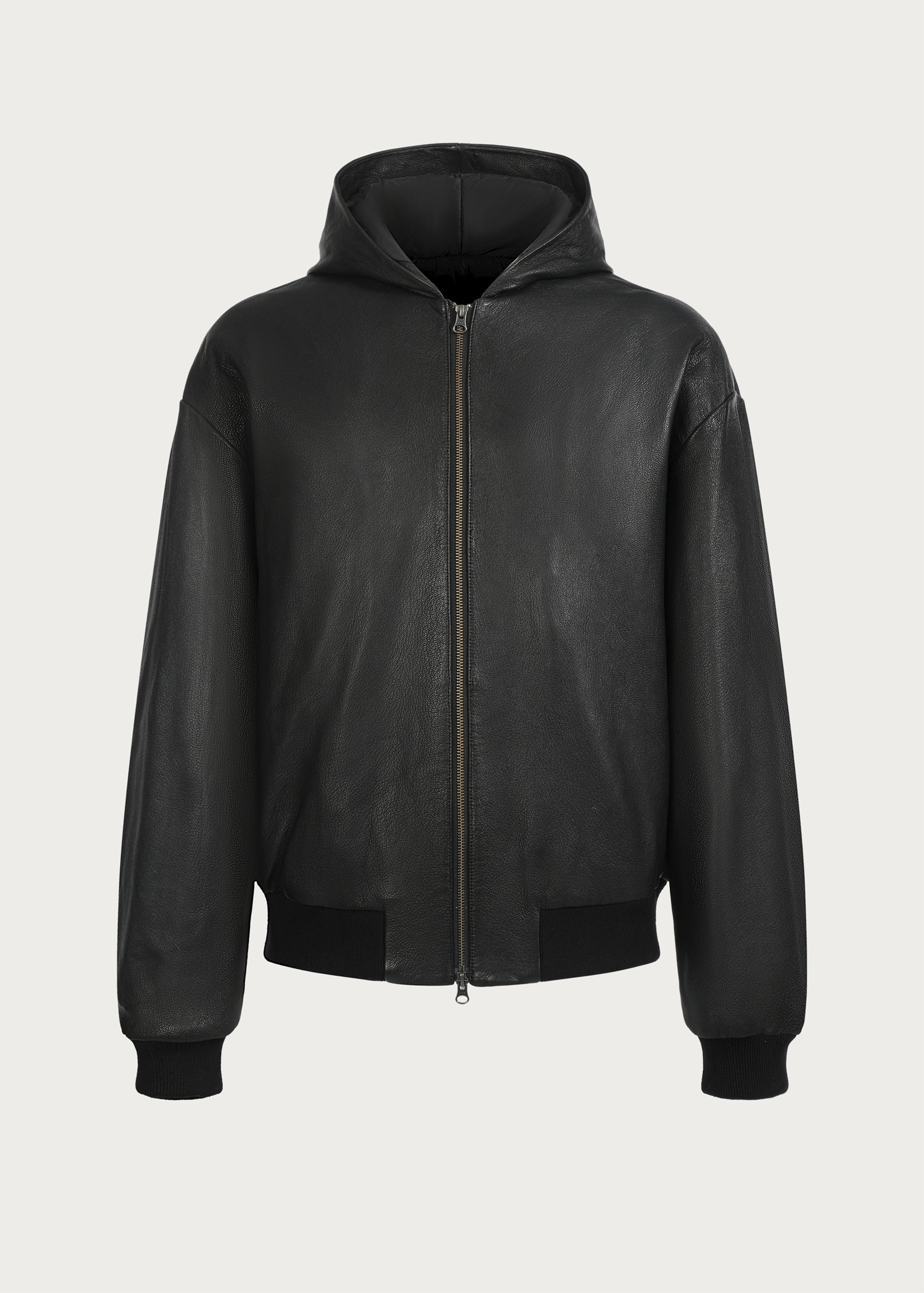 Goat-leather White-duck-down Hooded Down jacket