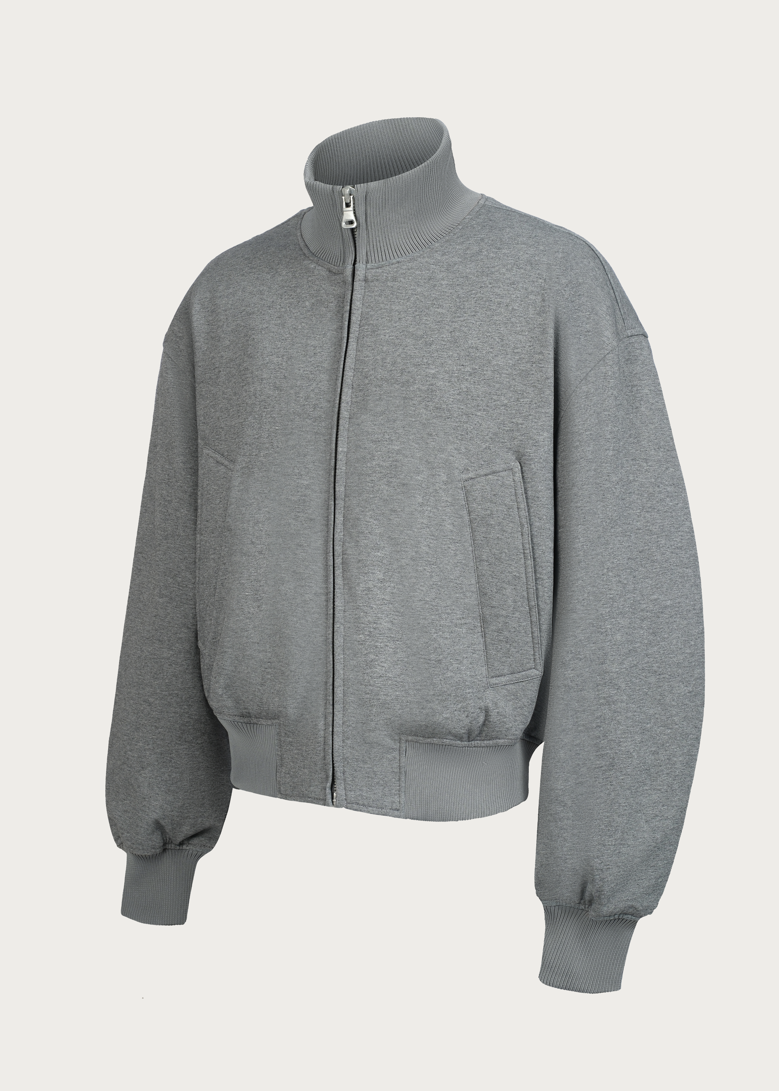 Down Jacket 90 White-Duck-Down Stand-Collar Grey