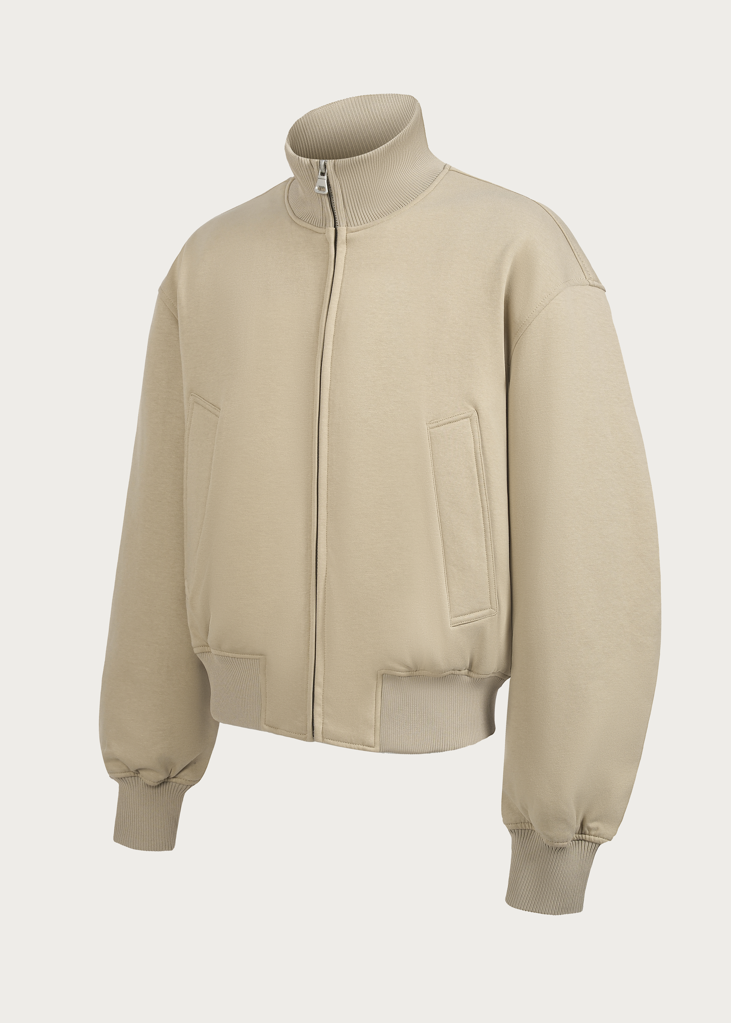 Down Jacket 90 White-Duck-Down Stand-Collar Khaki