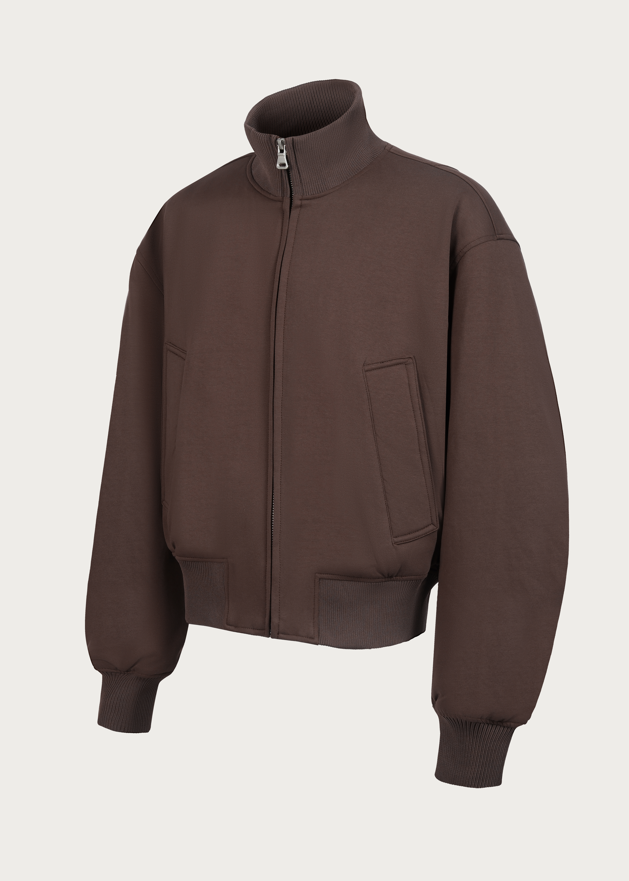 Down Jacket 90 White-Duck-Down Stand-Collar Brown