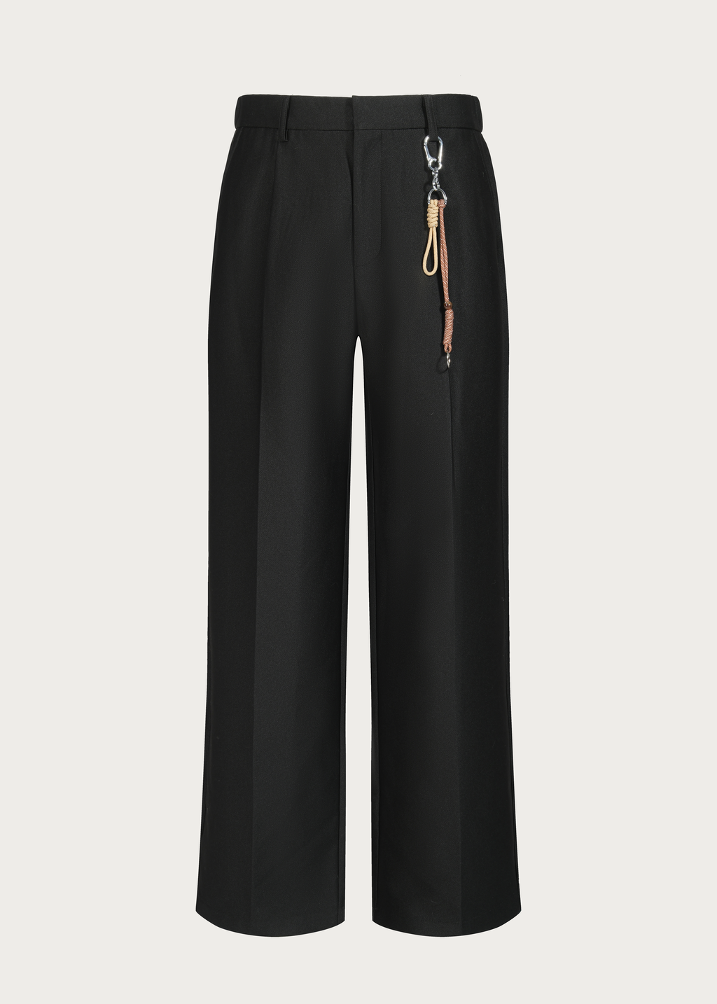Three-Dimensional Rope-Decorated Straight-Leg Trousers