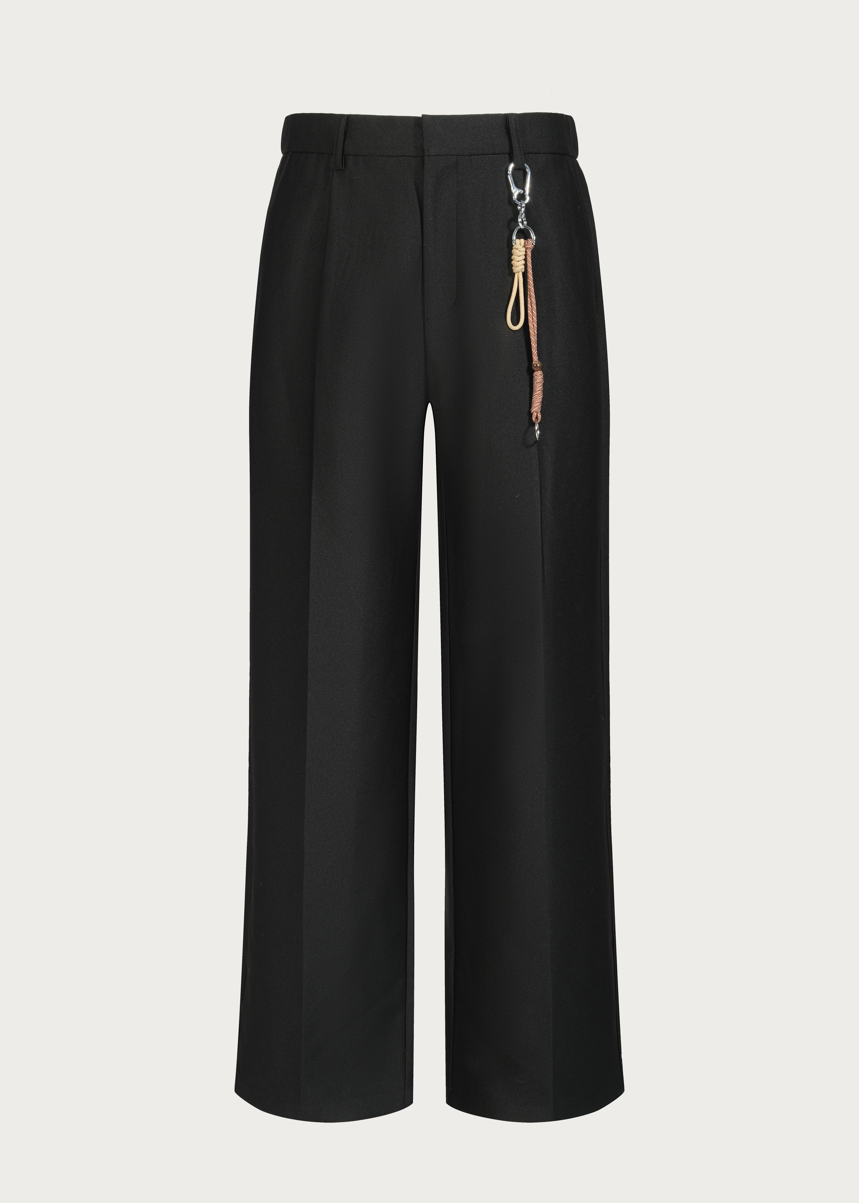 Three-Dimensional Rope-Decorated Straight-Leg Trousers