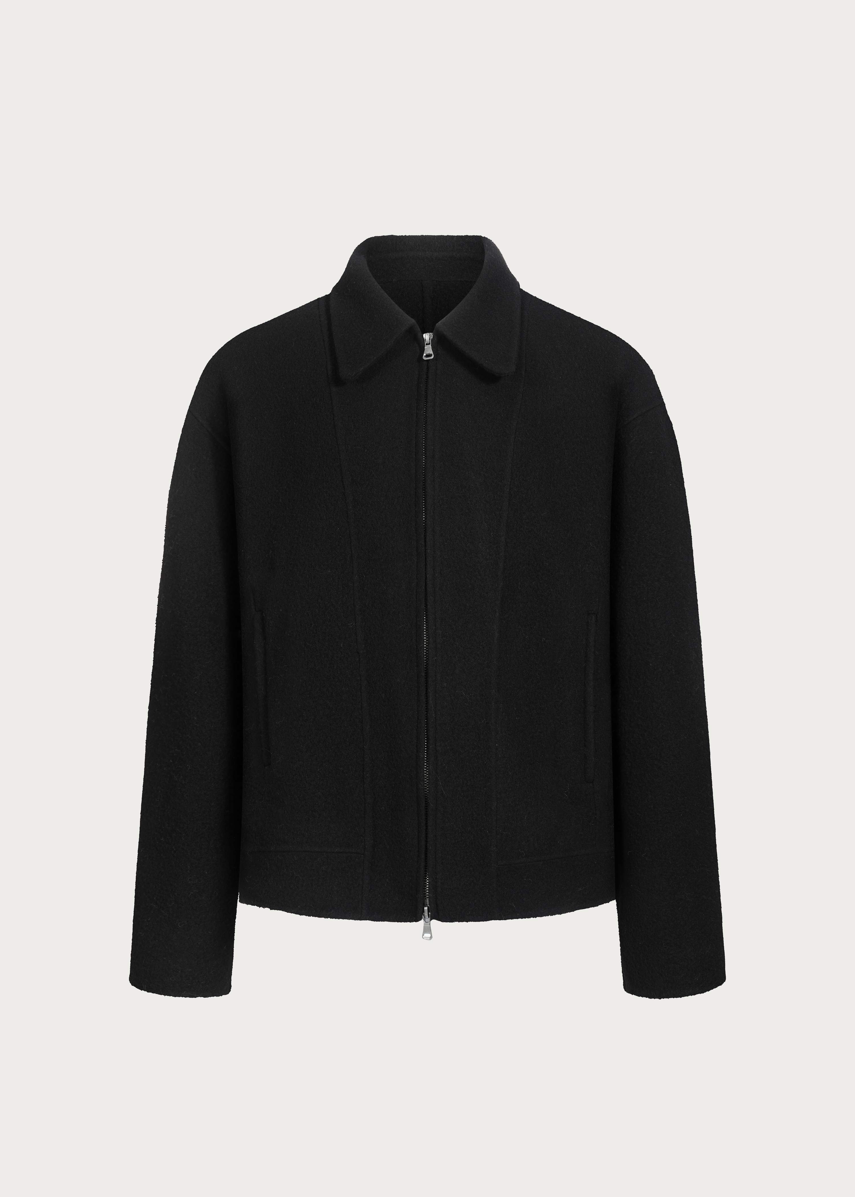 100% Wool Double-sided woolen Jacket Coat Black