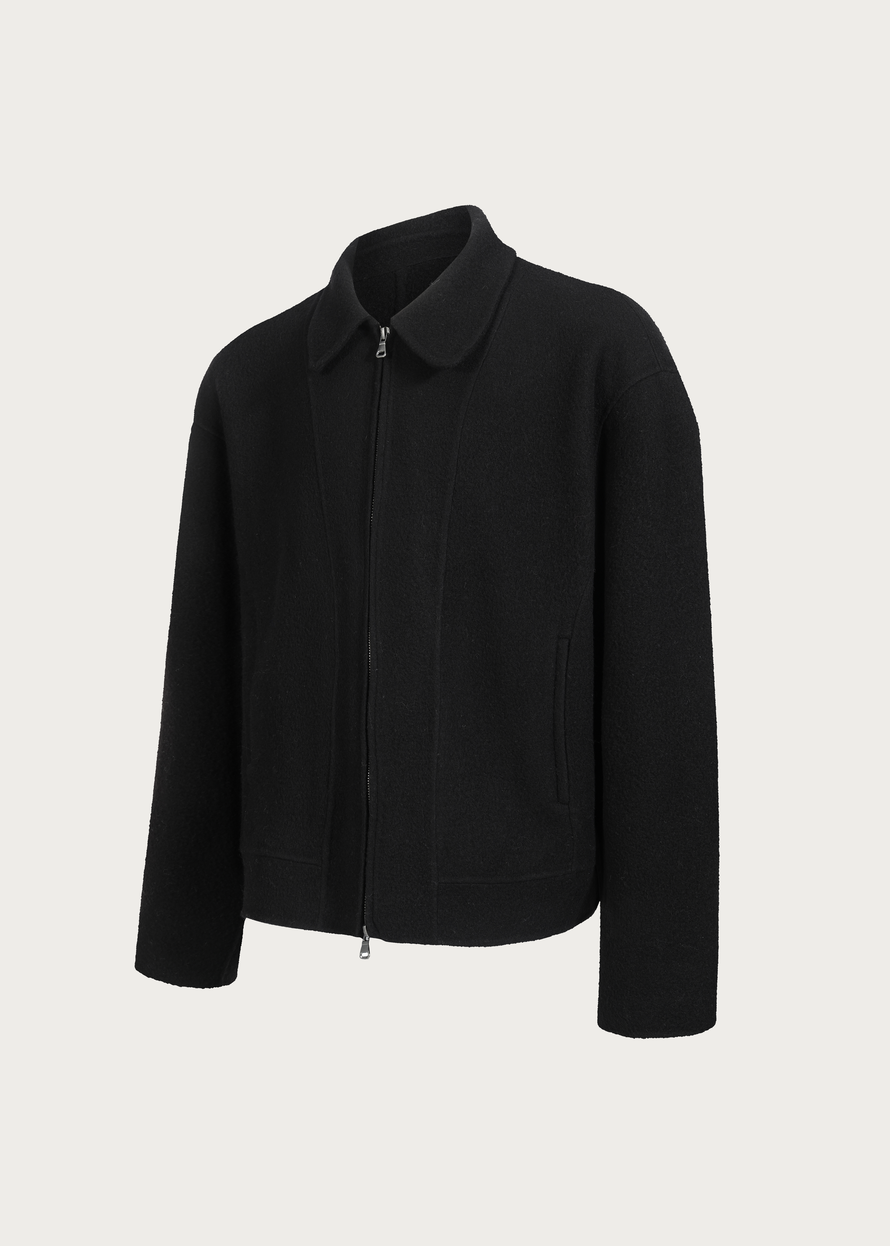 100% Wool Double-sided woolen Jacket Coat Black