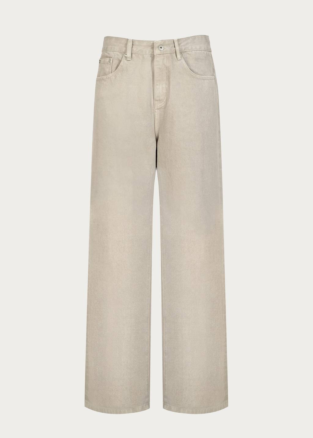 Washed Straight-Leg Pants Light Khaki