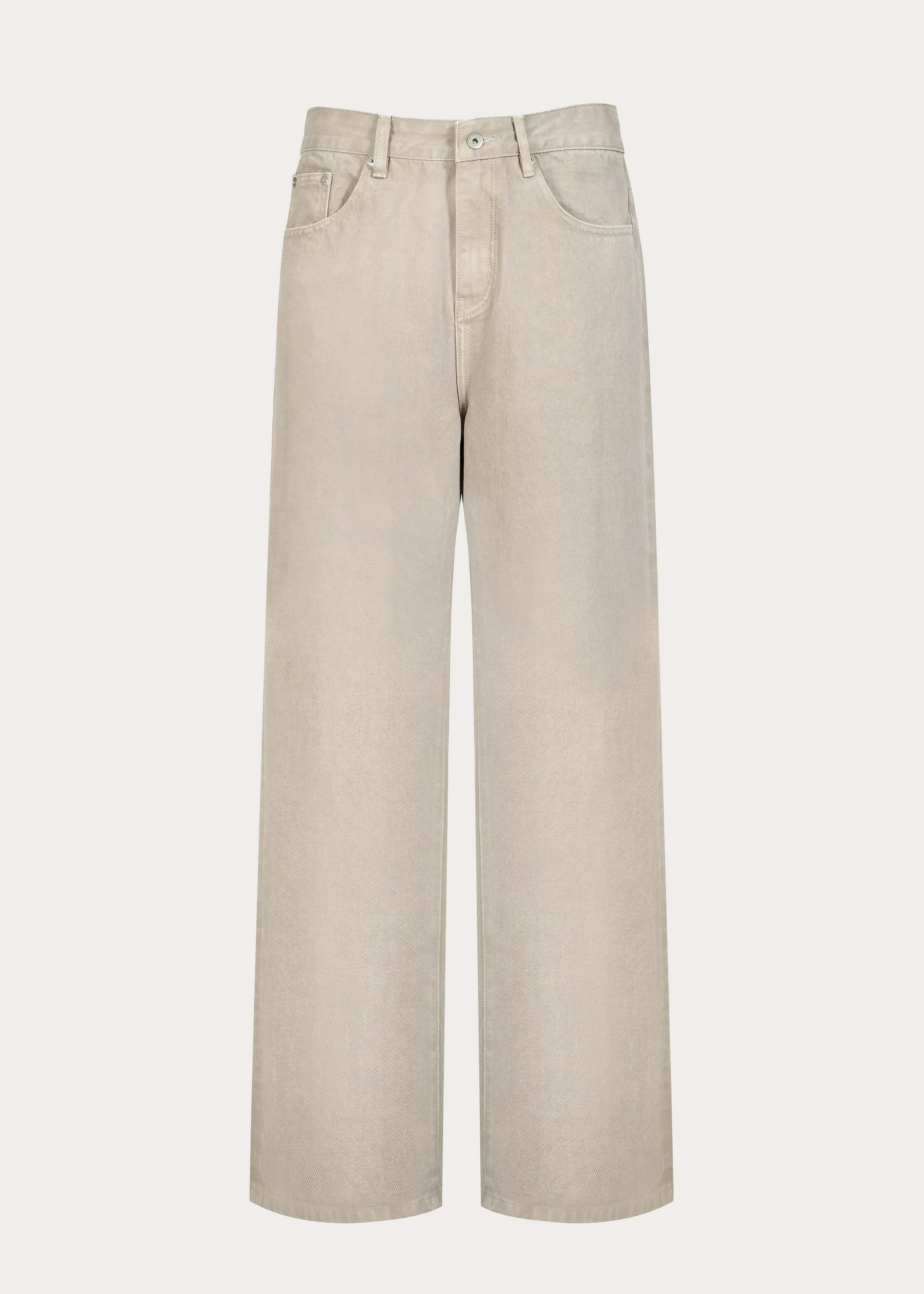 Washed Straight-Leg Pants Light Khaki