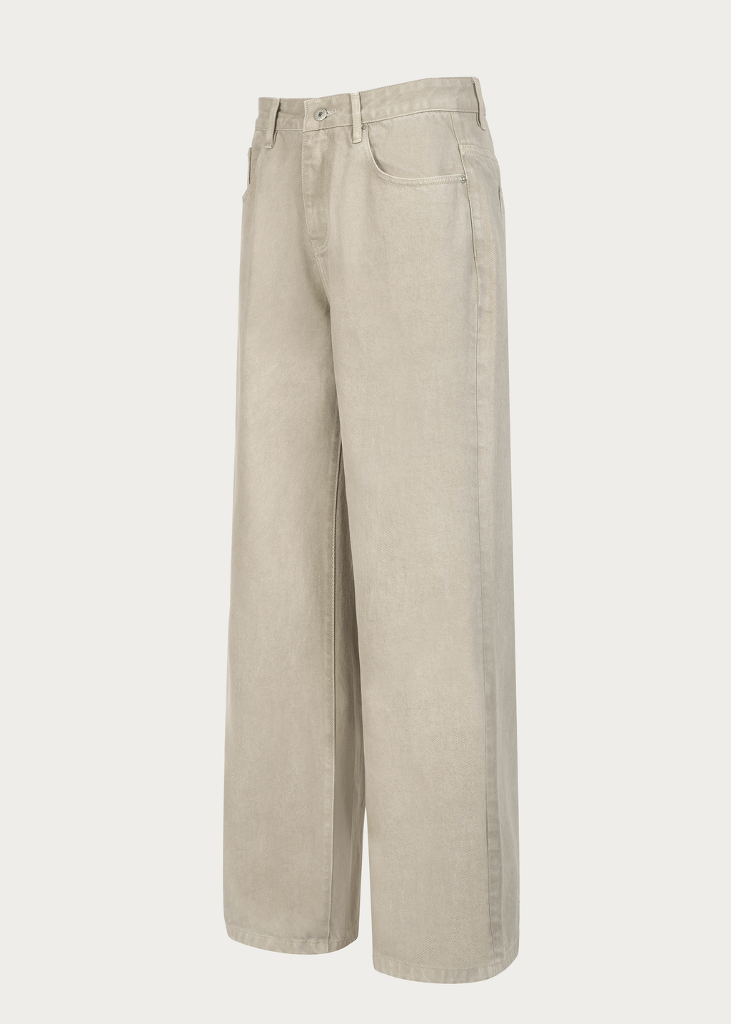 Washed Straight-Leg Pants Light Khaki