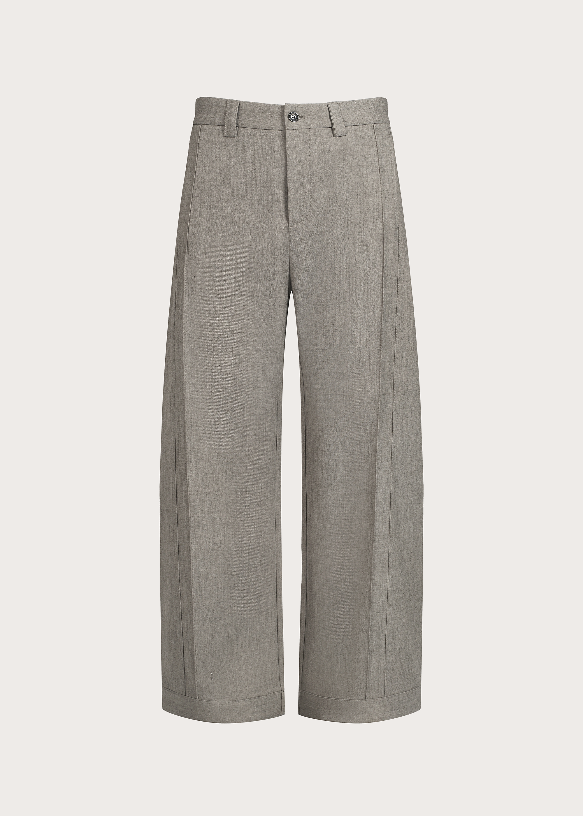 Three-dimensional quilted pleated design silhouette trousers Khaki