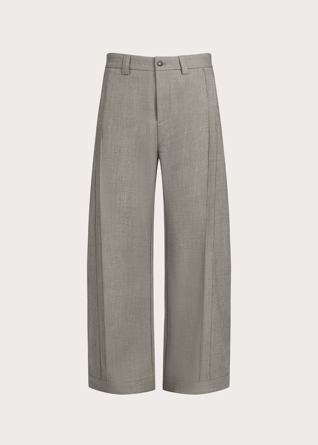 Quilted Pleated Silhouette Trousers Khaki