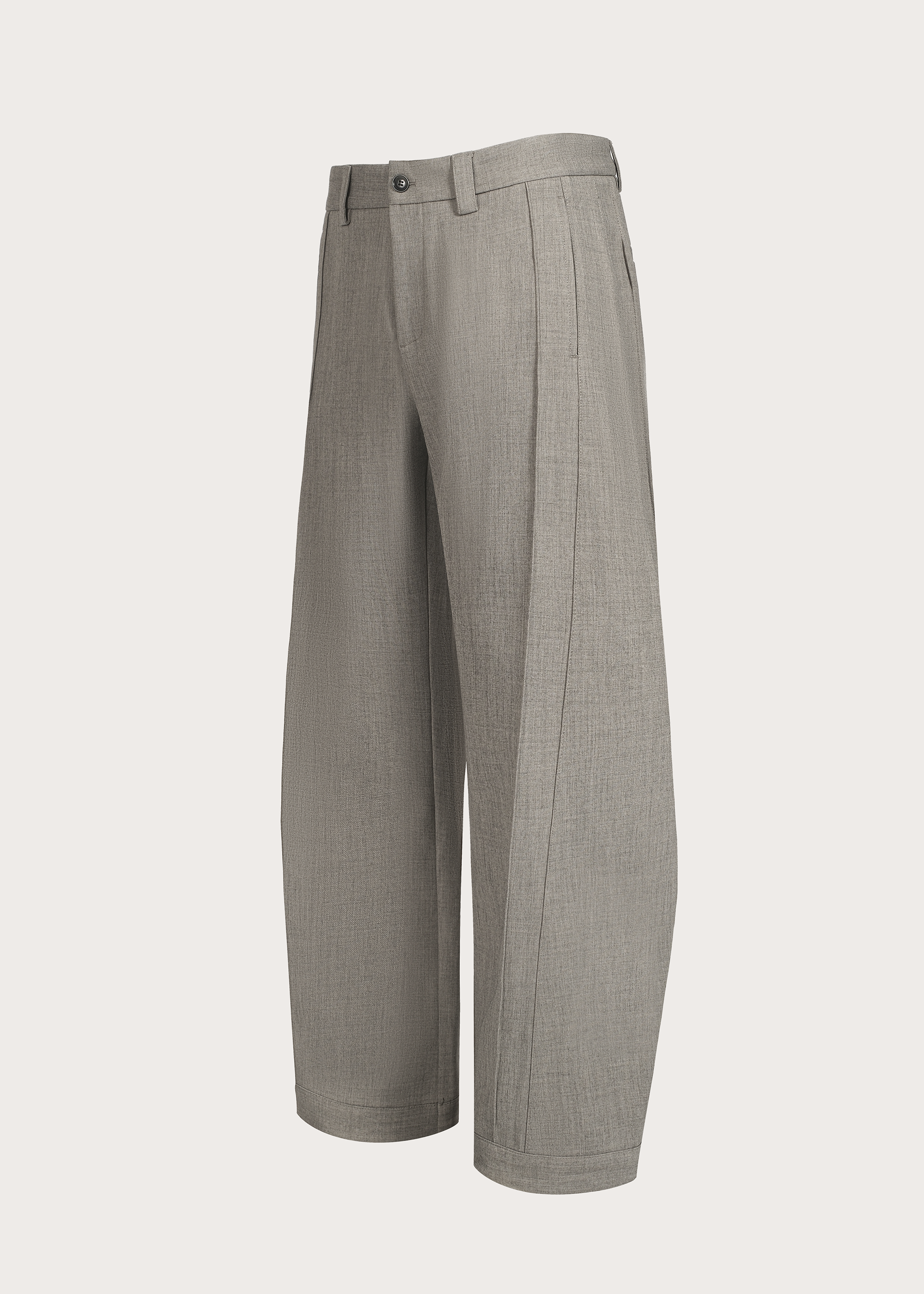 Three-dimensional quilted pleated design silhouette trousers Khaki