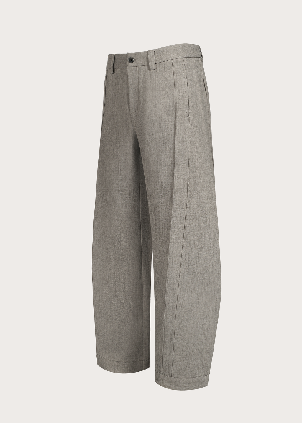Quilted Pleated Silhouette Trousers Khaki