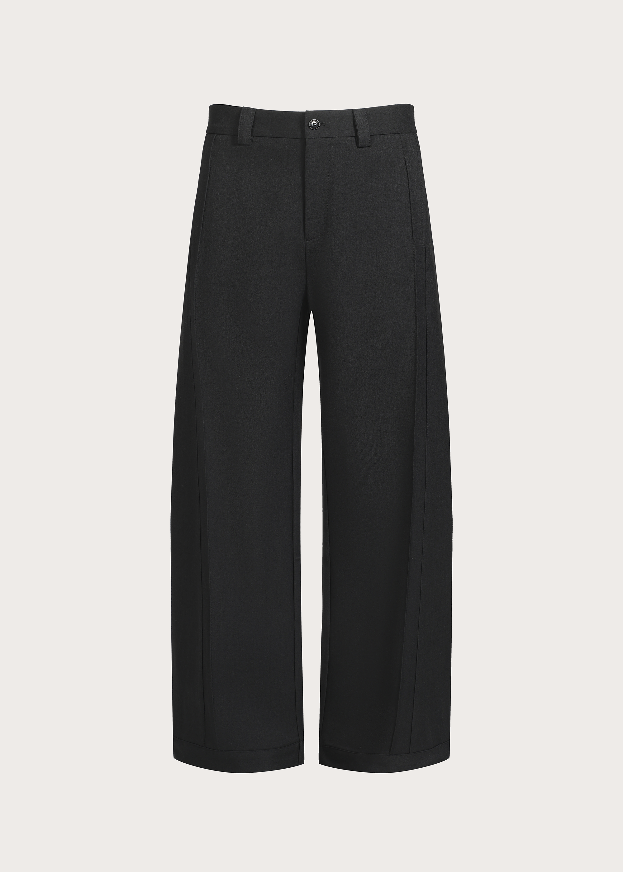 Three-dimensional quilted pleated design silhouette trousers Carbon gray