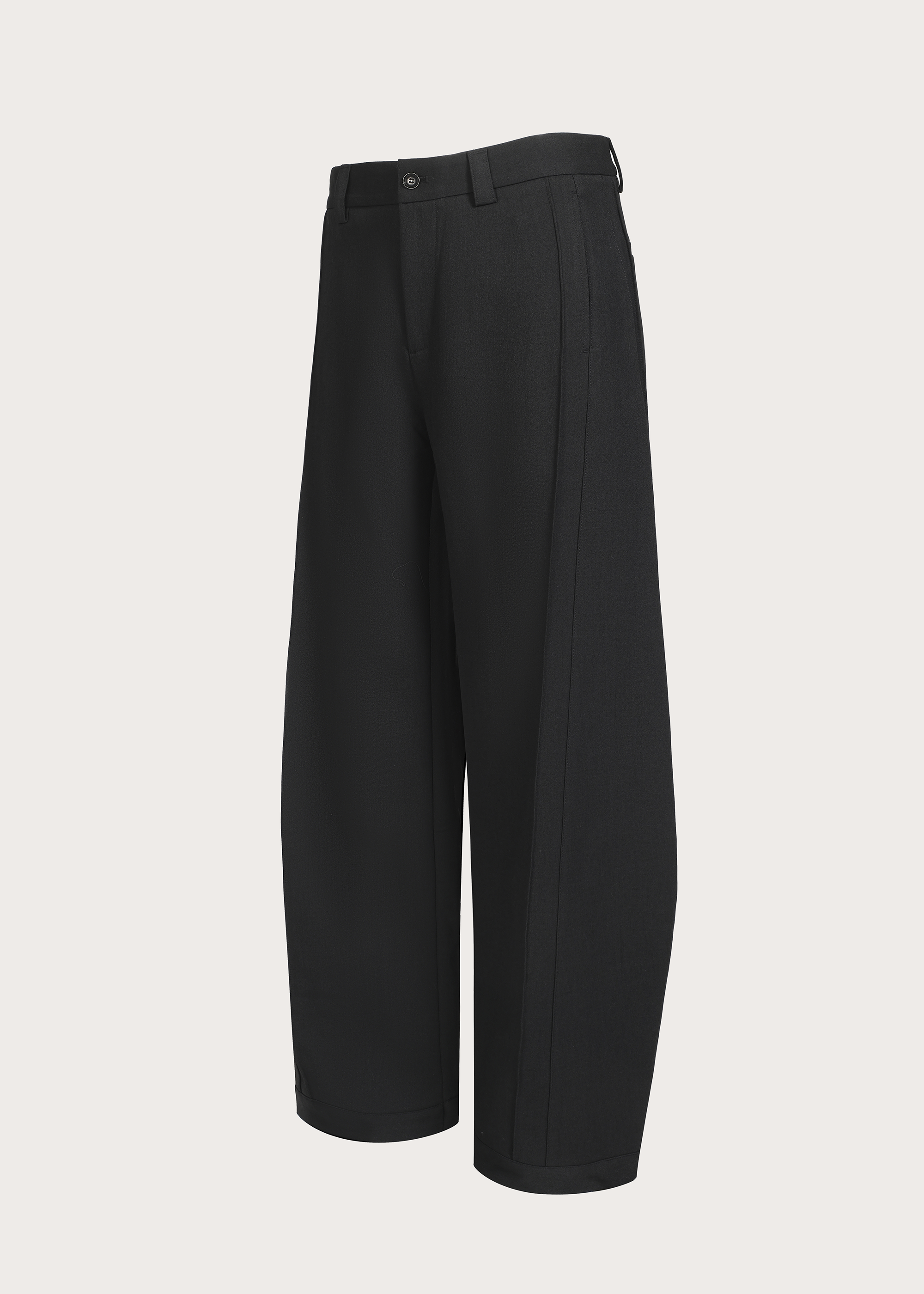 Three-dimensional quilted pleated design silhouette trousers Carbon gray