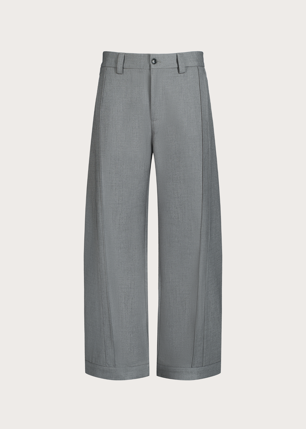 Quilted Pleated Silhouette Trousers Grey