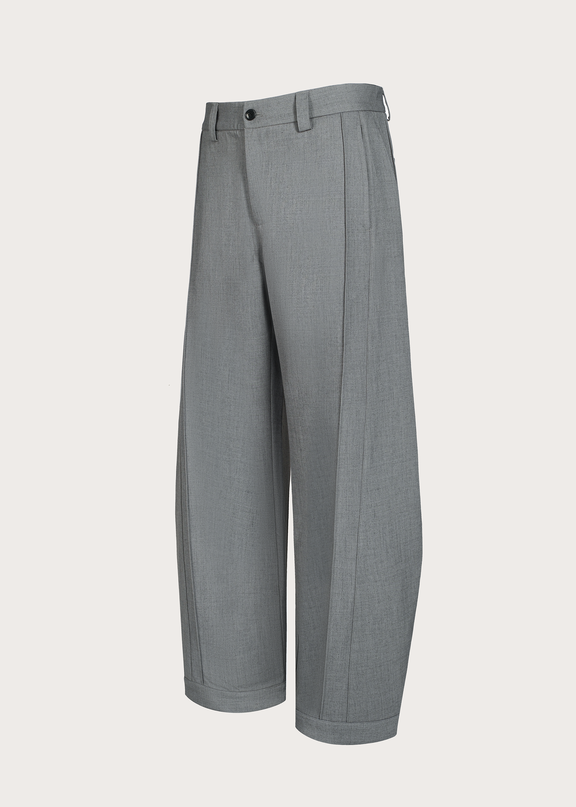 Three-dimensional quilted pleated design silhouette trousers Grey