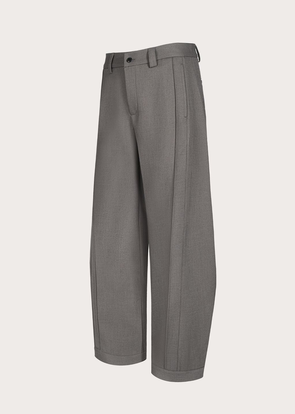 Quilted Pleated Silhouette Trousers Grey Brown