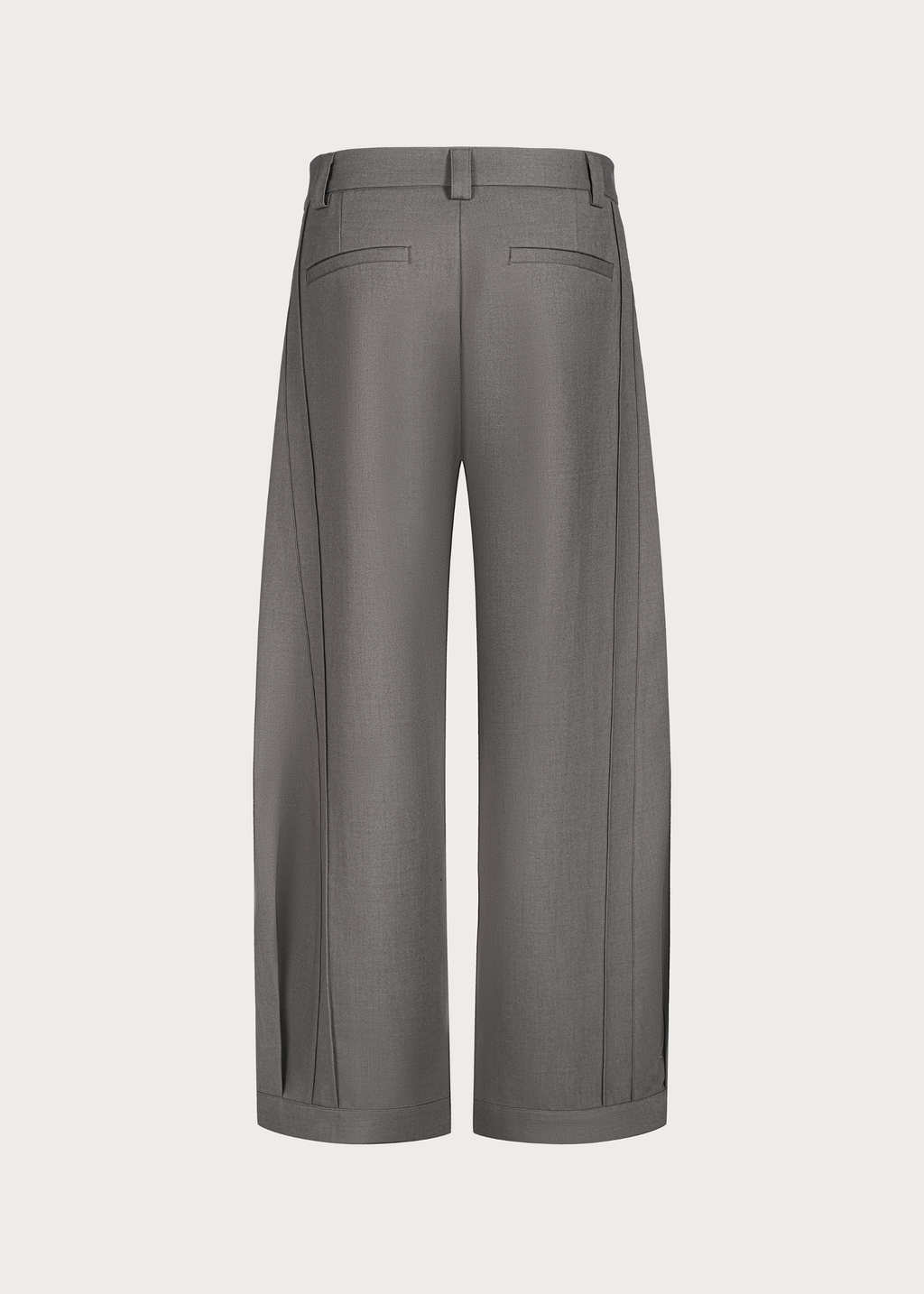 Quilted Pleated Silhouette Trousers Grey Brown