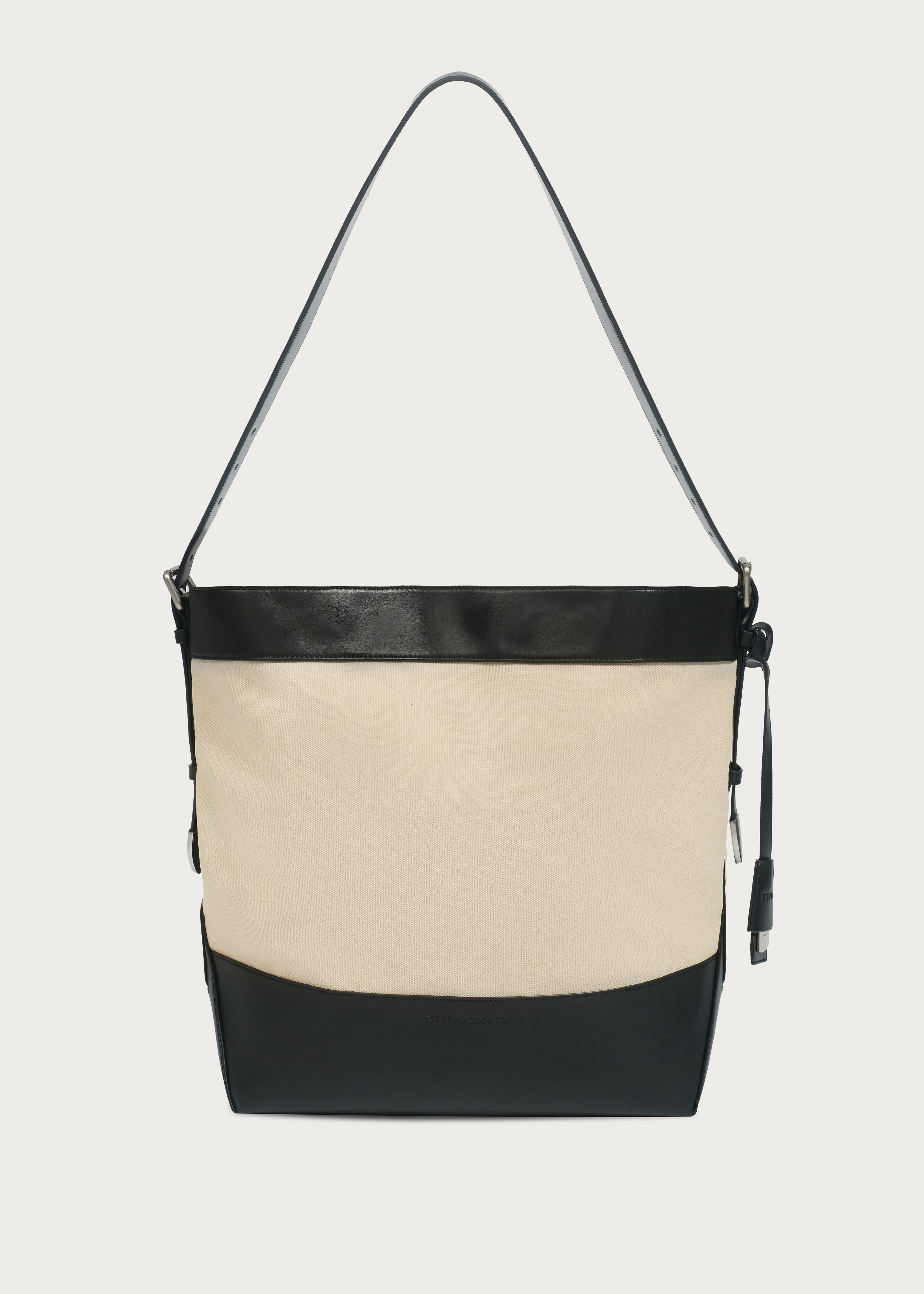 Tote bag Microfiber-leather Patchwork Washed distressed canvas Light khaki