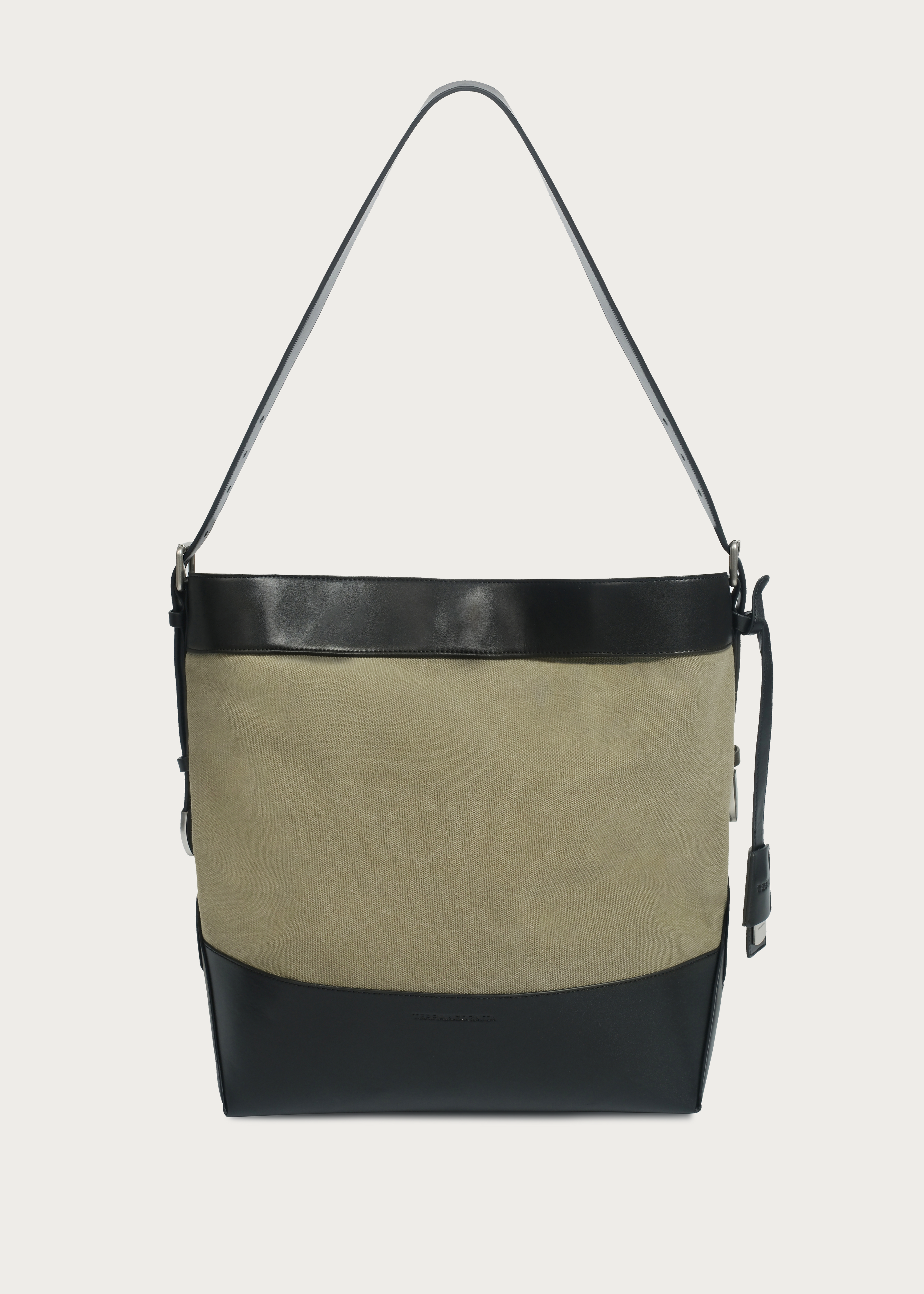 Tote bag Microfiber-leather Patchwork Washed distressed canvas Mossgreen