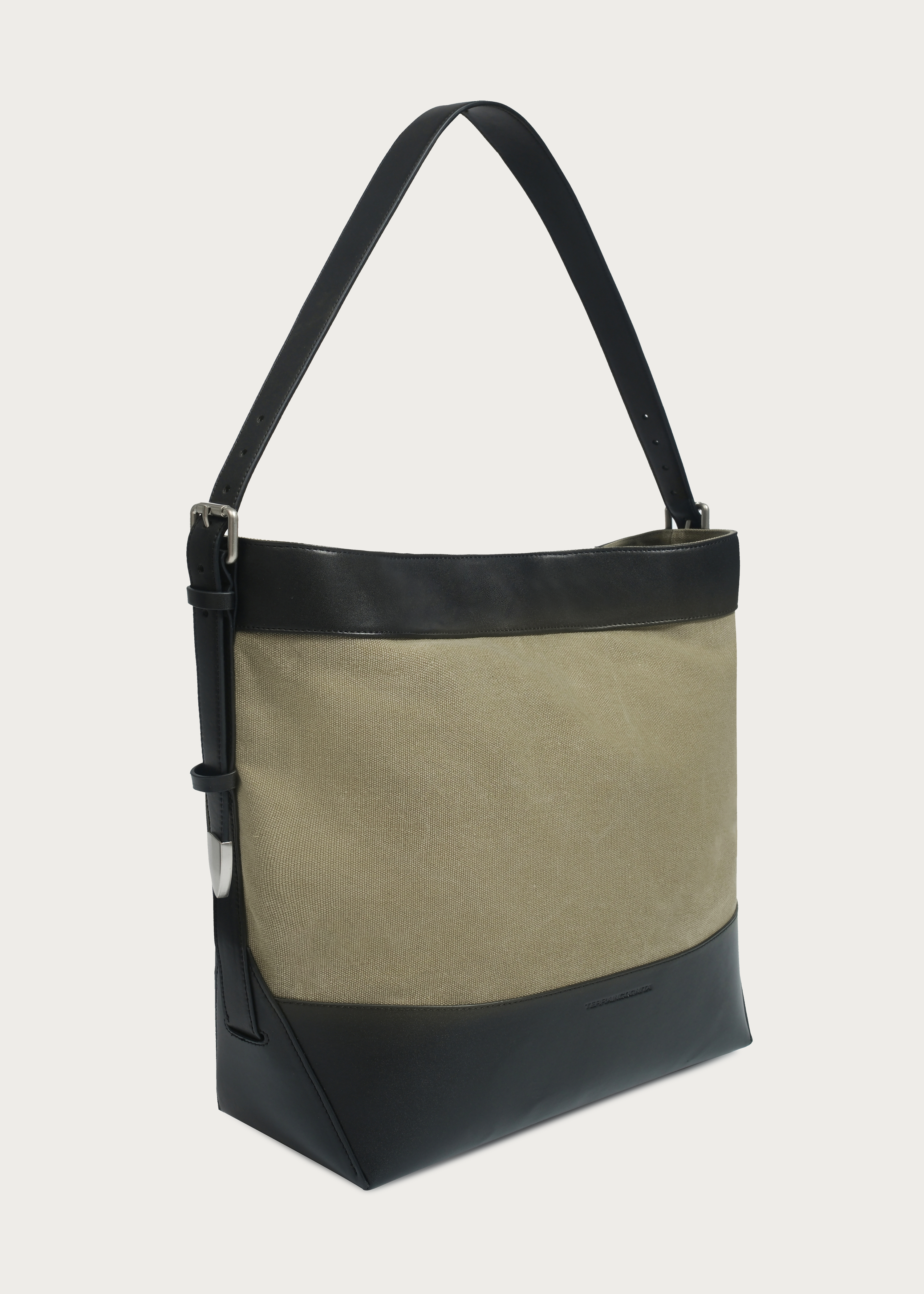 Tote bag Microfiber-leather Patchwork Washed distressed canvas Mossgreen