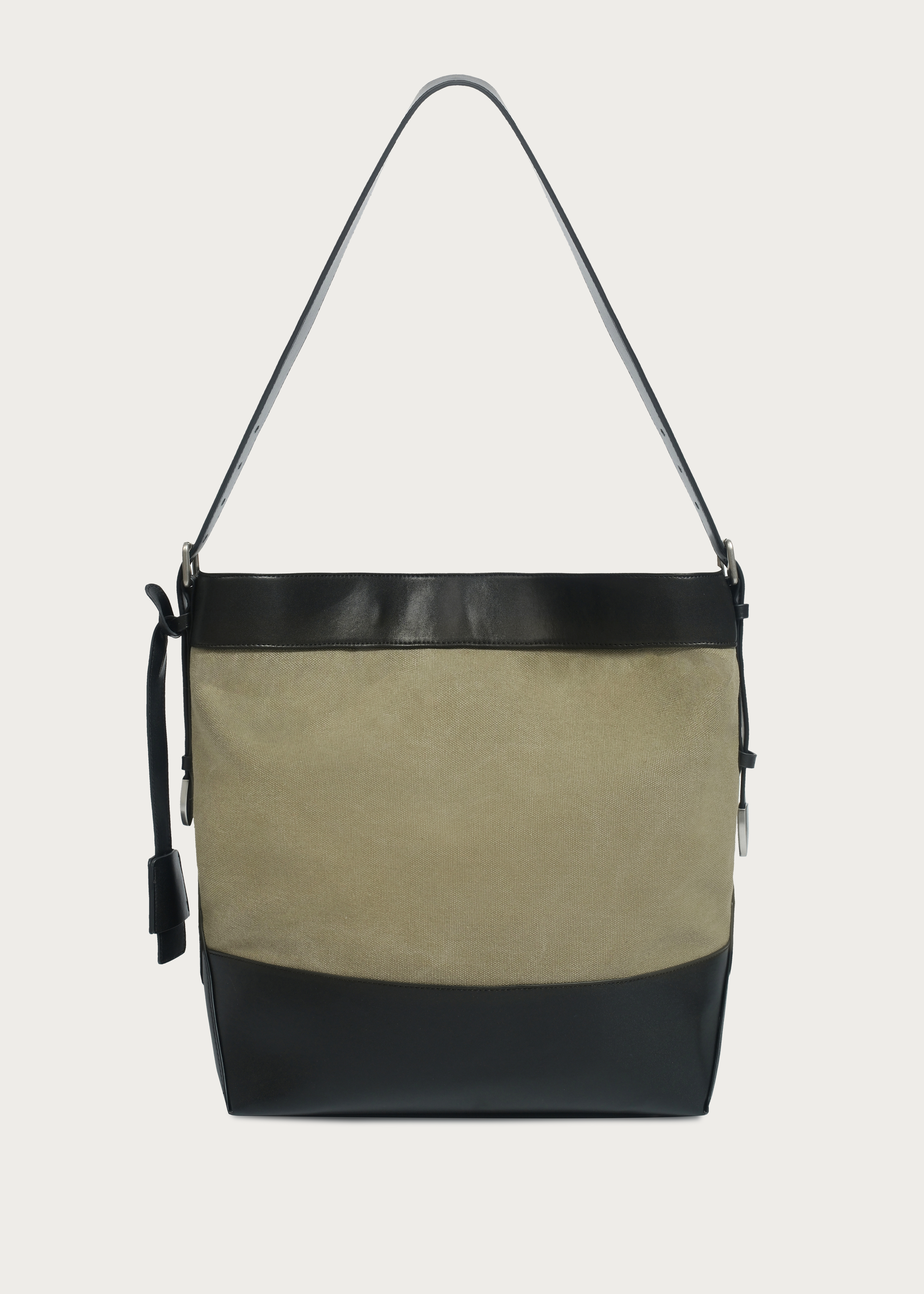 Tote bag Microfiber-leather Patchwork Washed distressed canvas Mossgreen