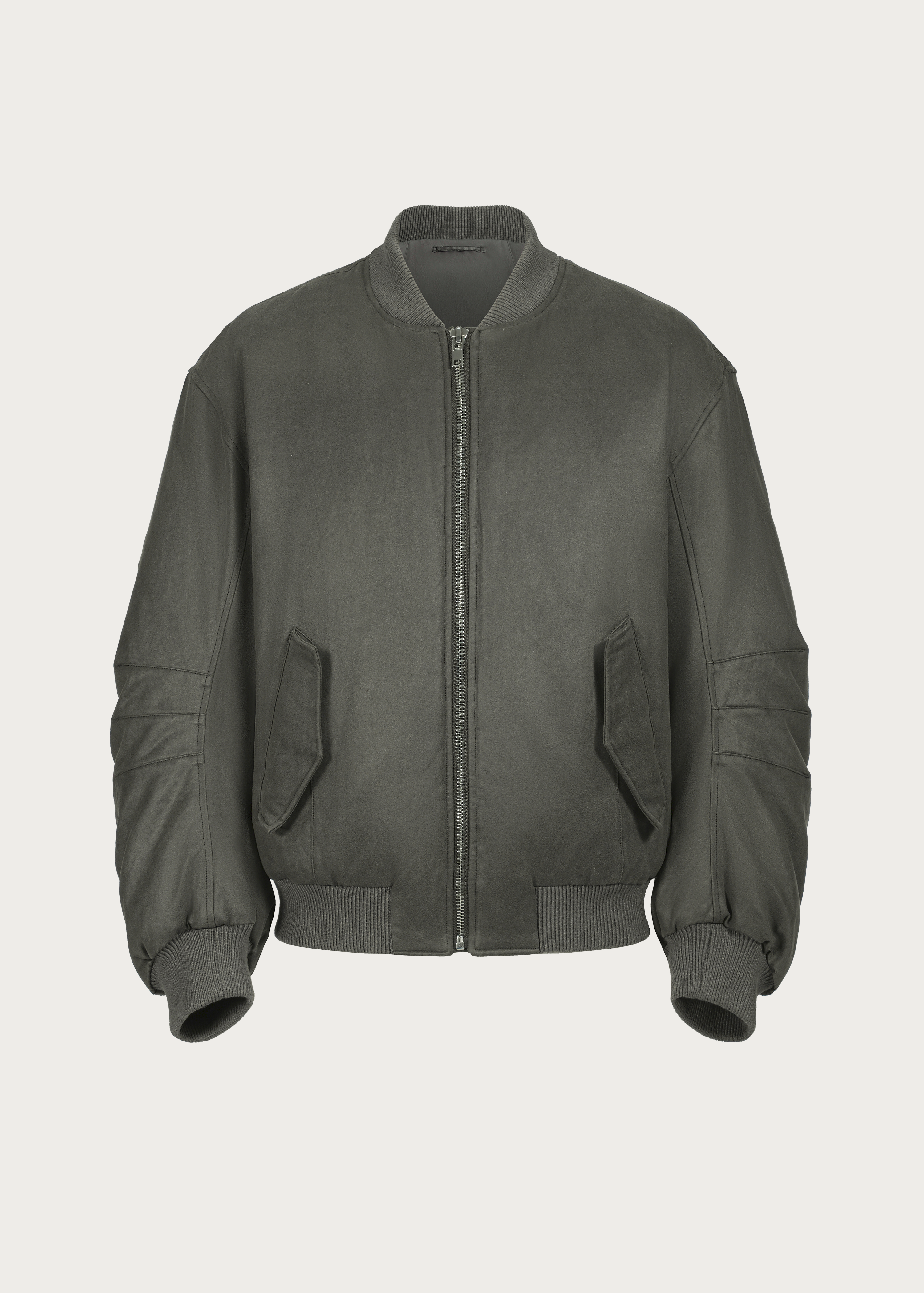 Down Jacket Retro waxy flight-jacket Dark green