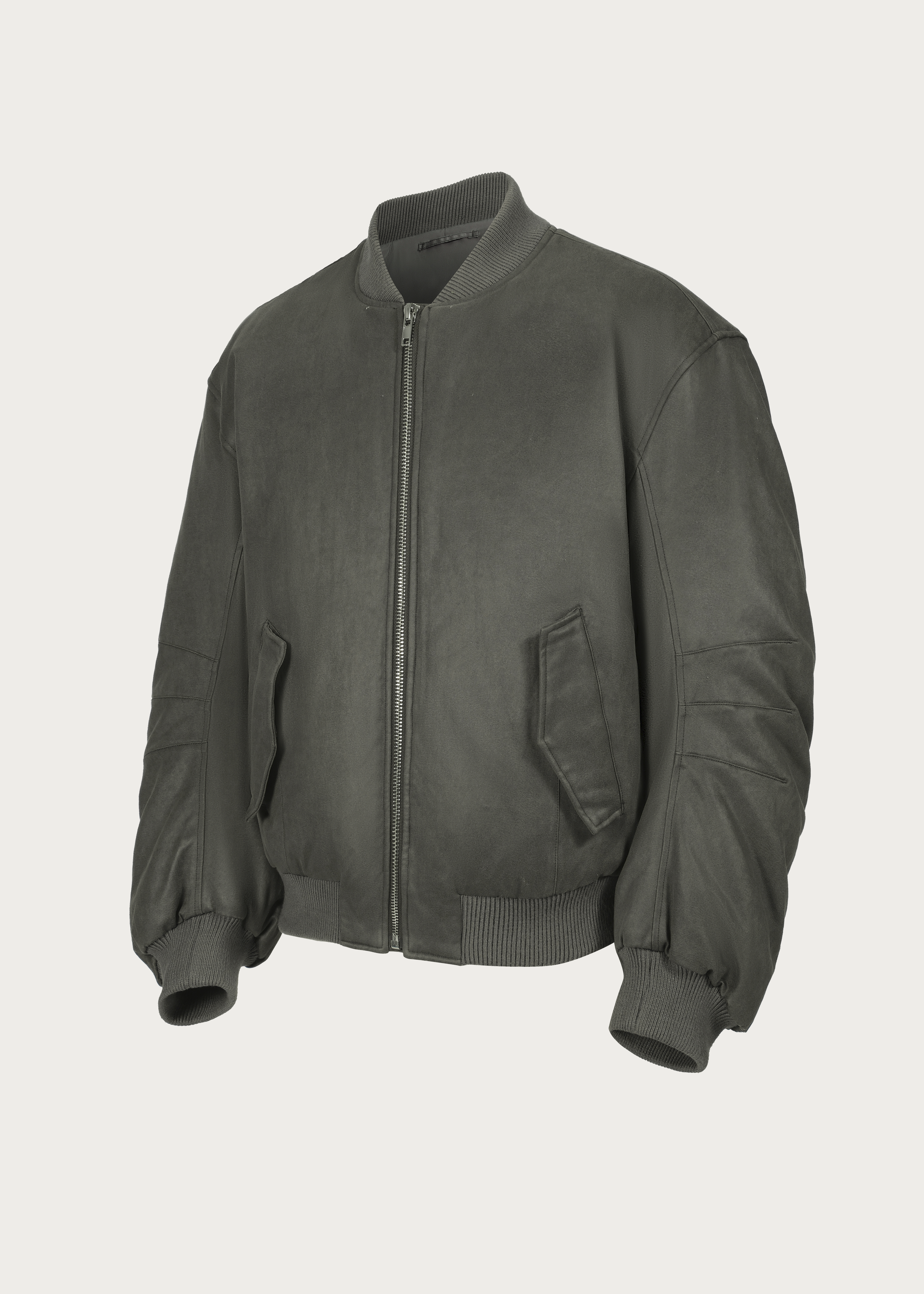 Down Jacket Retro waxy flight-jacket Dark green