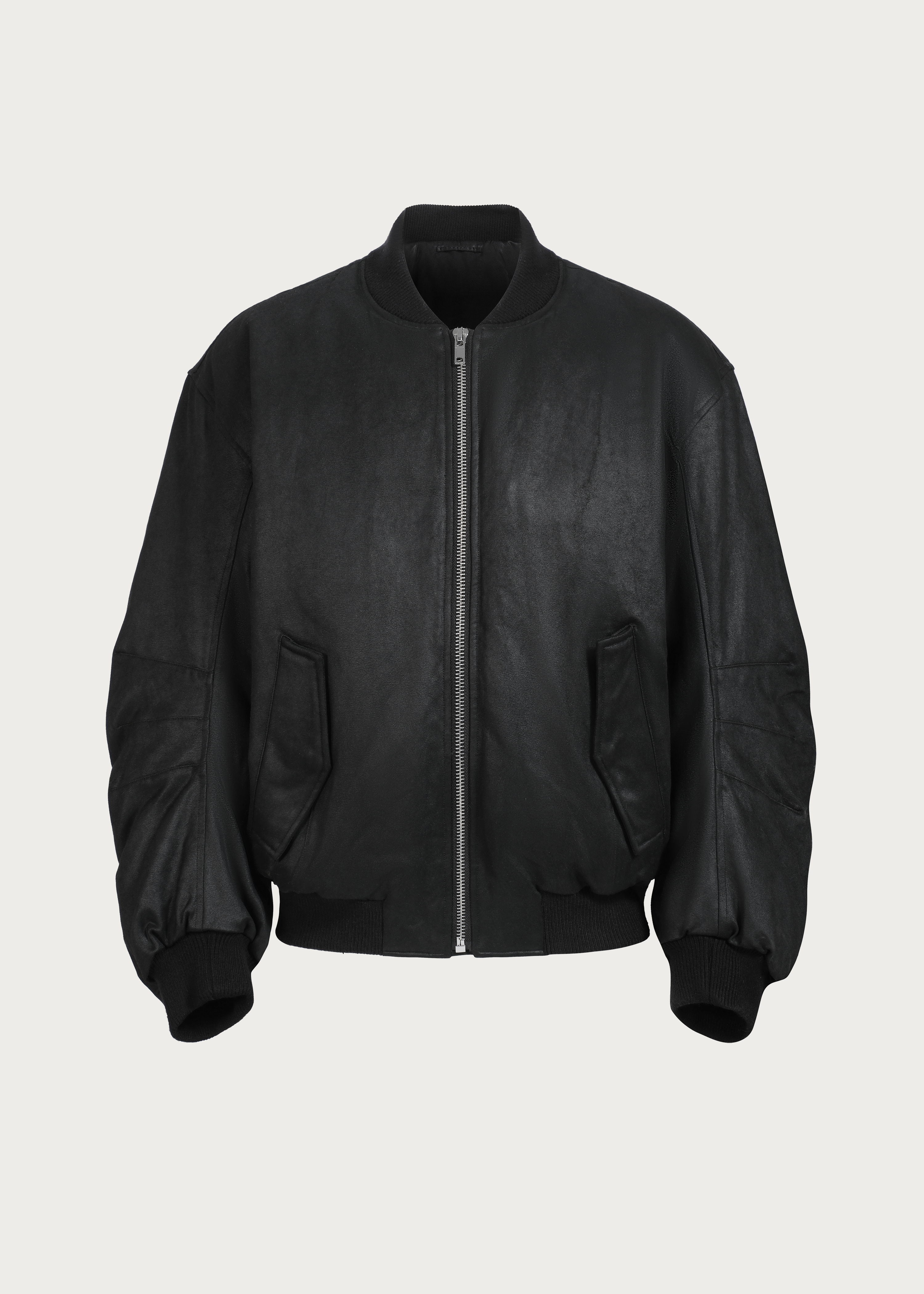 Down Jacket Retro waxy flight-jacket Black