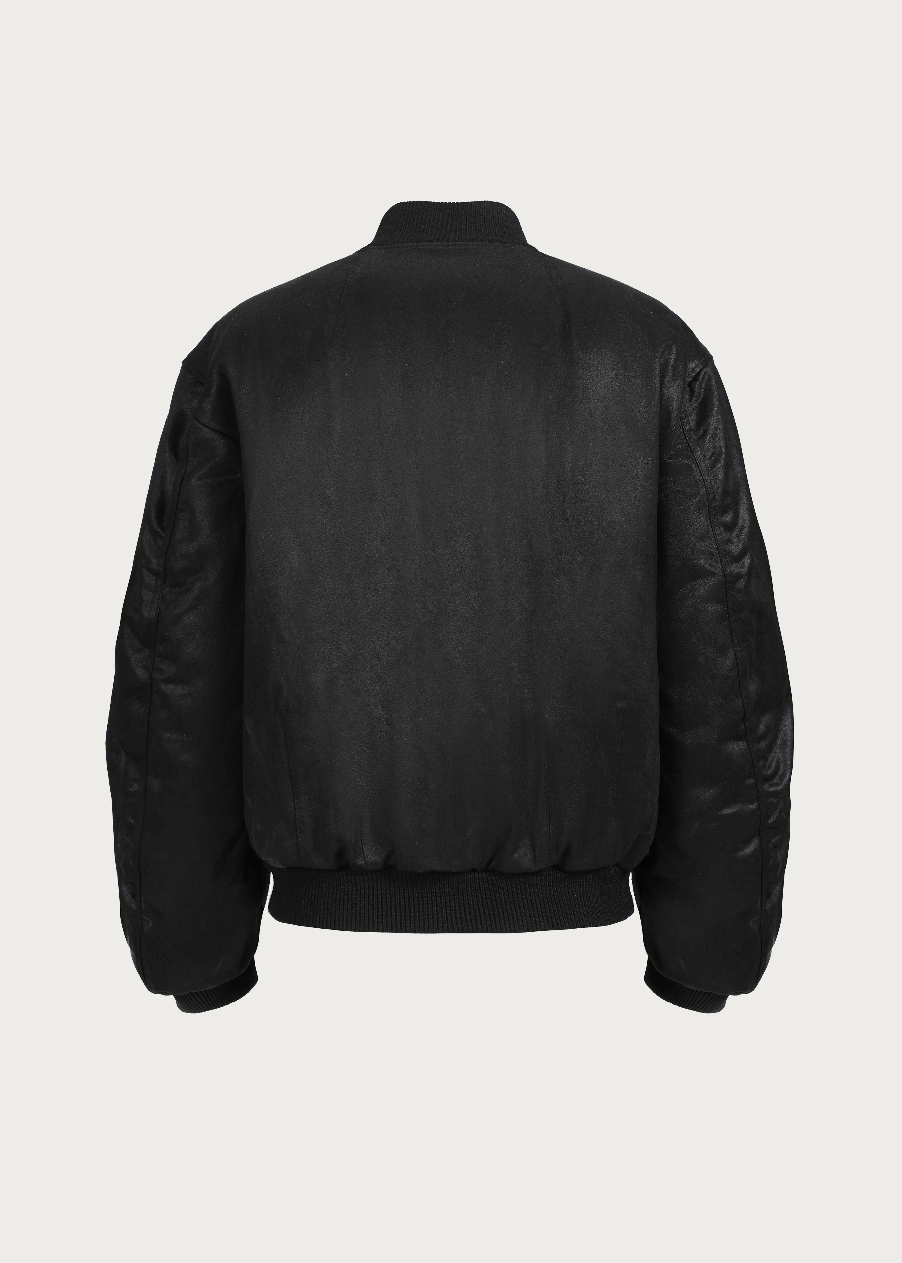 Down Jacket Retro waxy flight-jacket Black