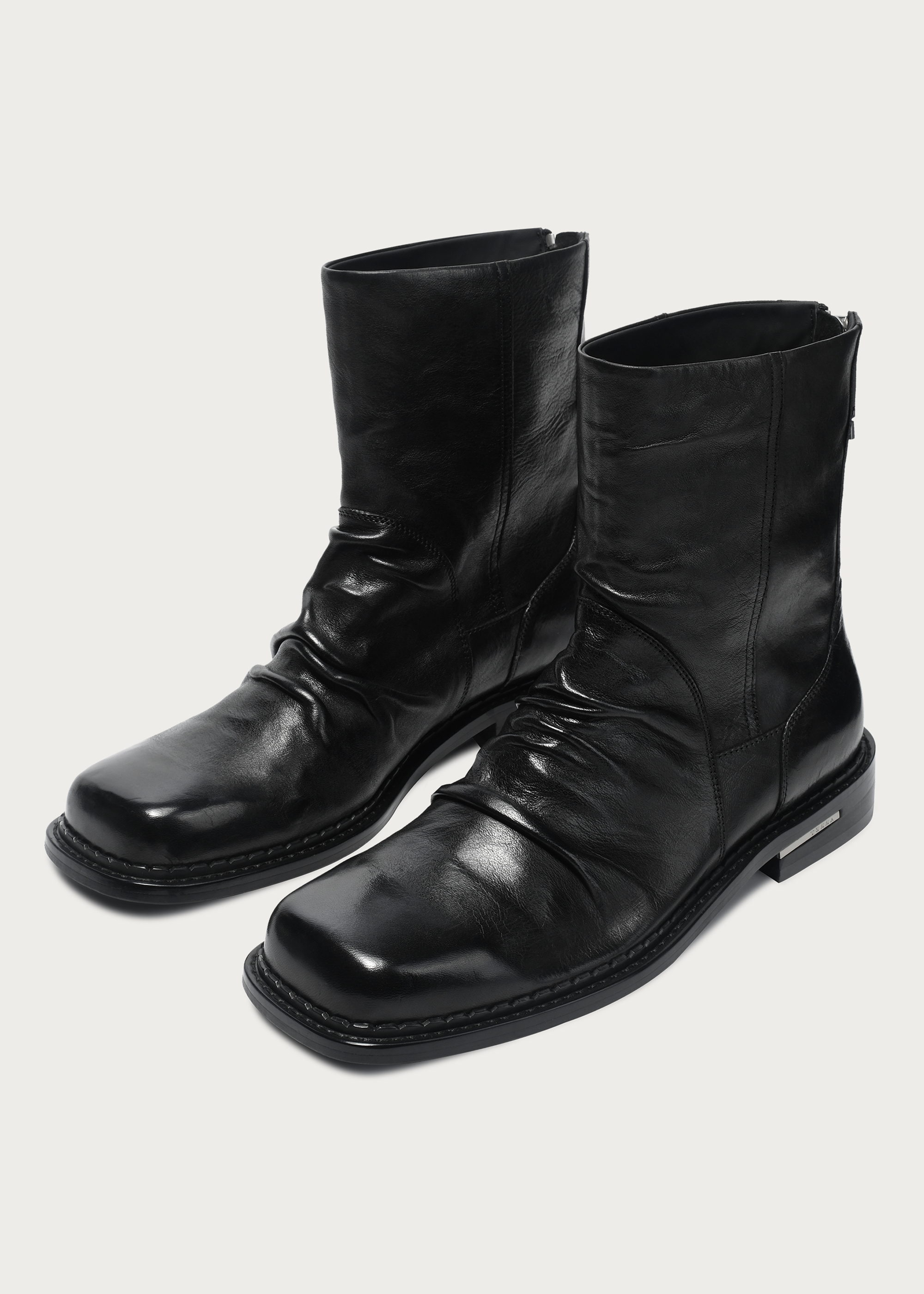 Chelsea boots Square-toe Pleated Washed-horsehide