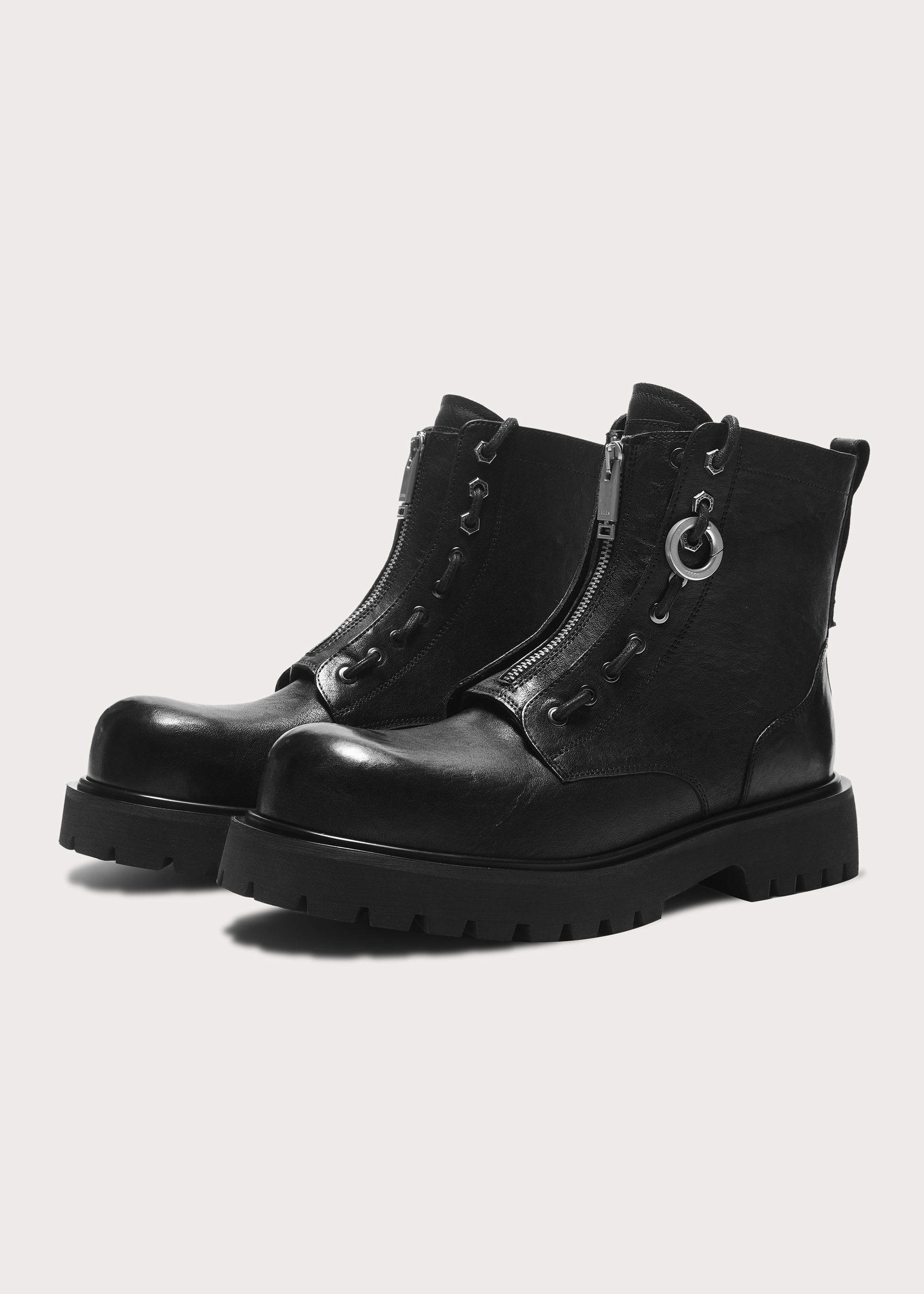 Workwear horsehide Zipper boots Black