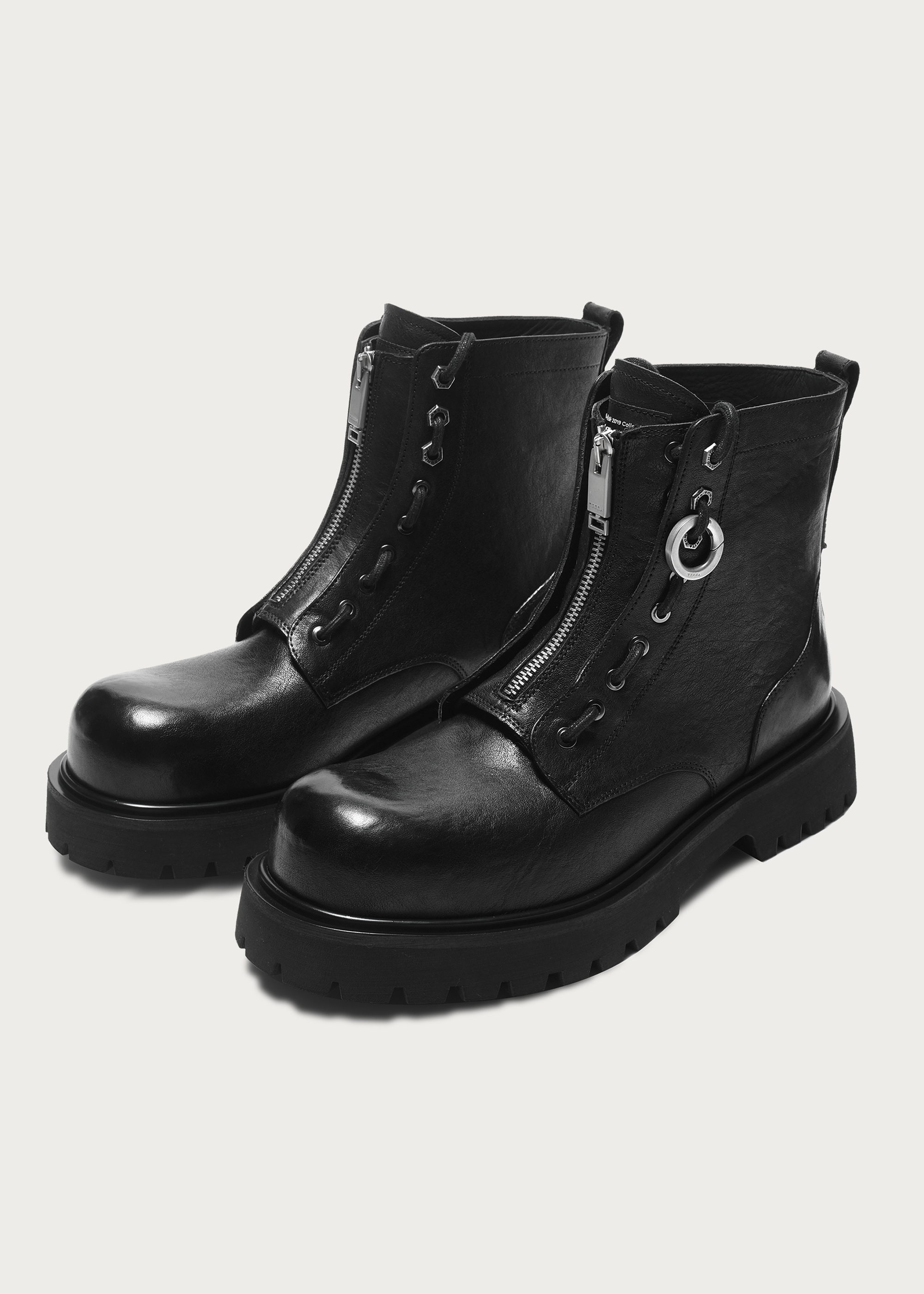 Workwear horsehide Zipper boots Black