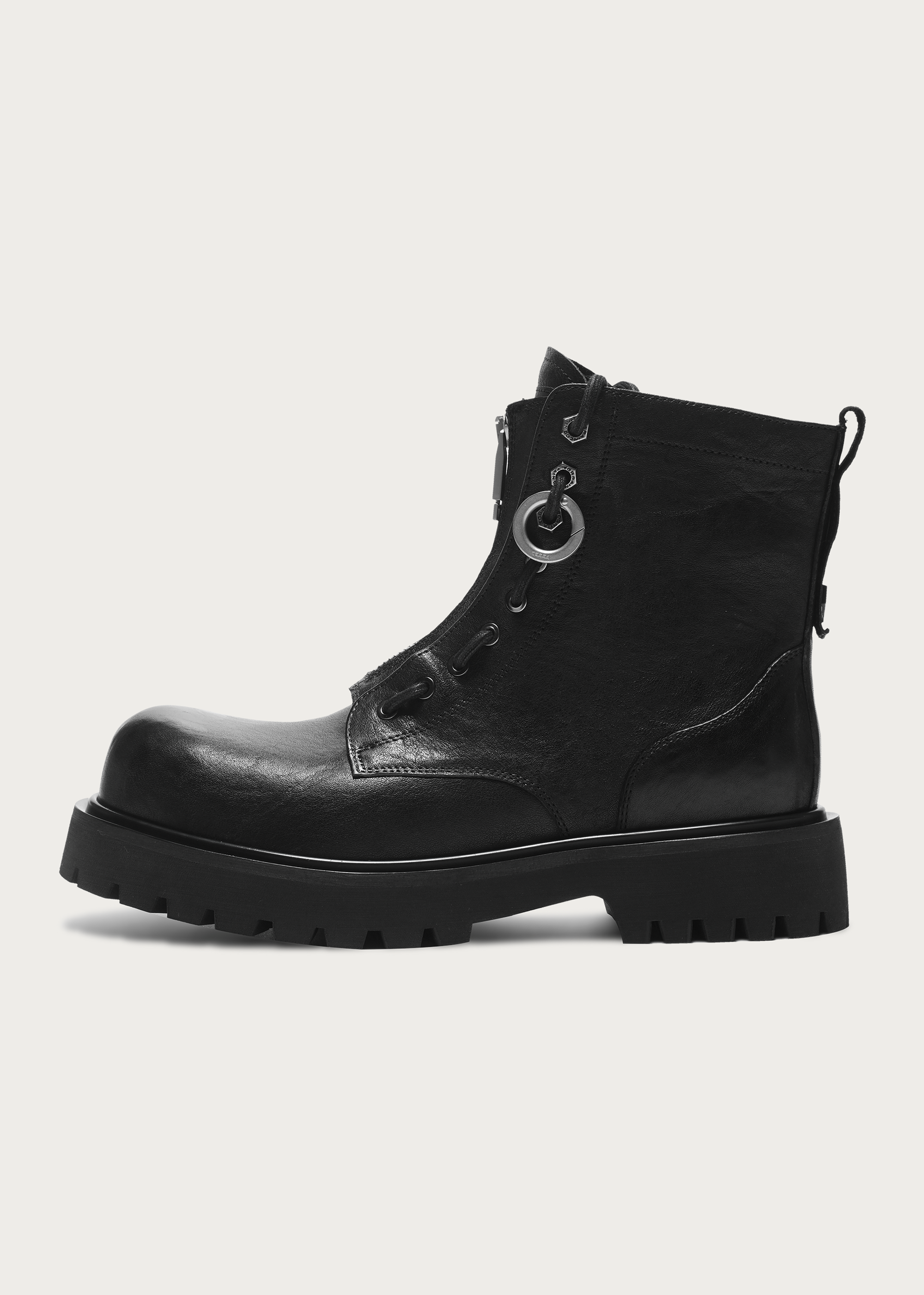 Workwear horsehide Zipper boots Black