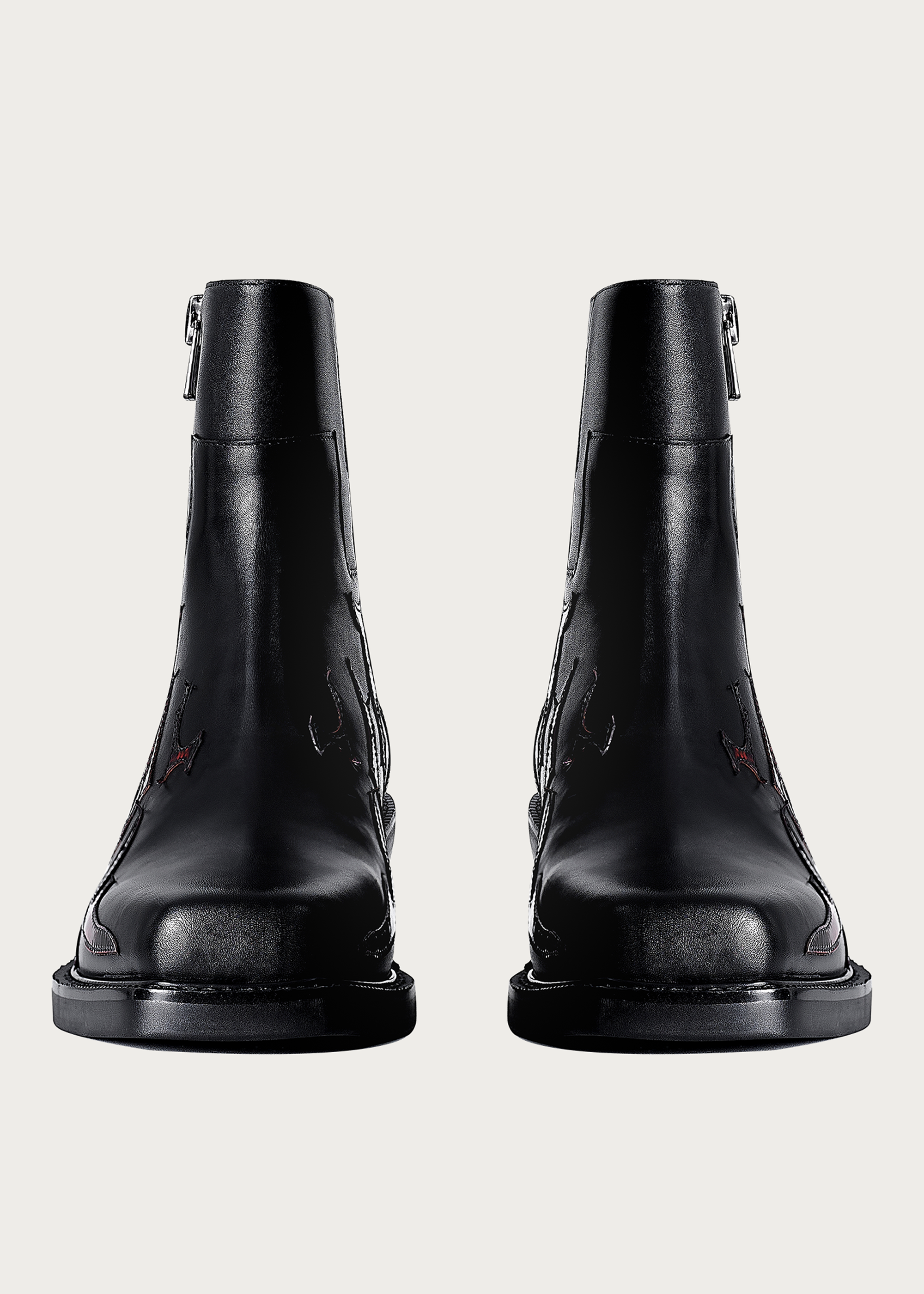 Chelsea boots Square-toe Black and Red-Flame-pattern
