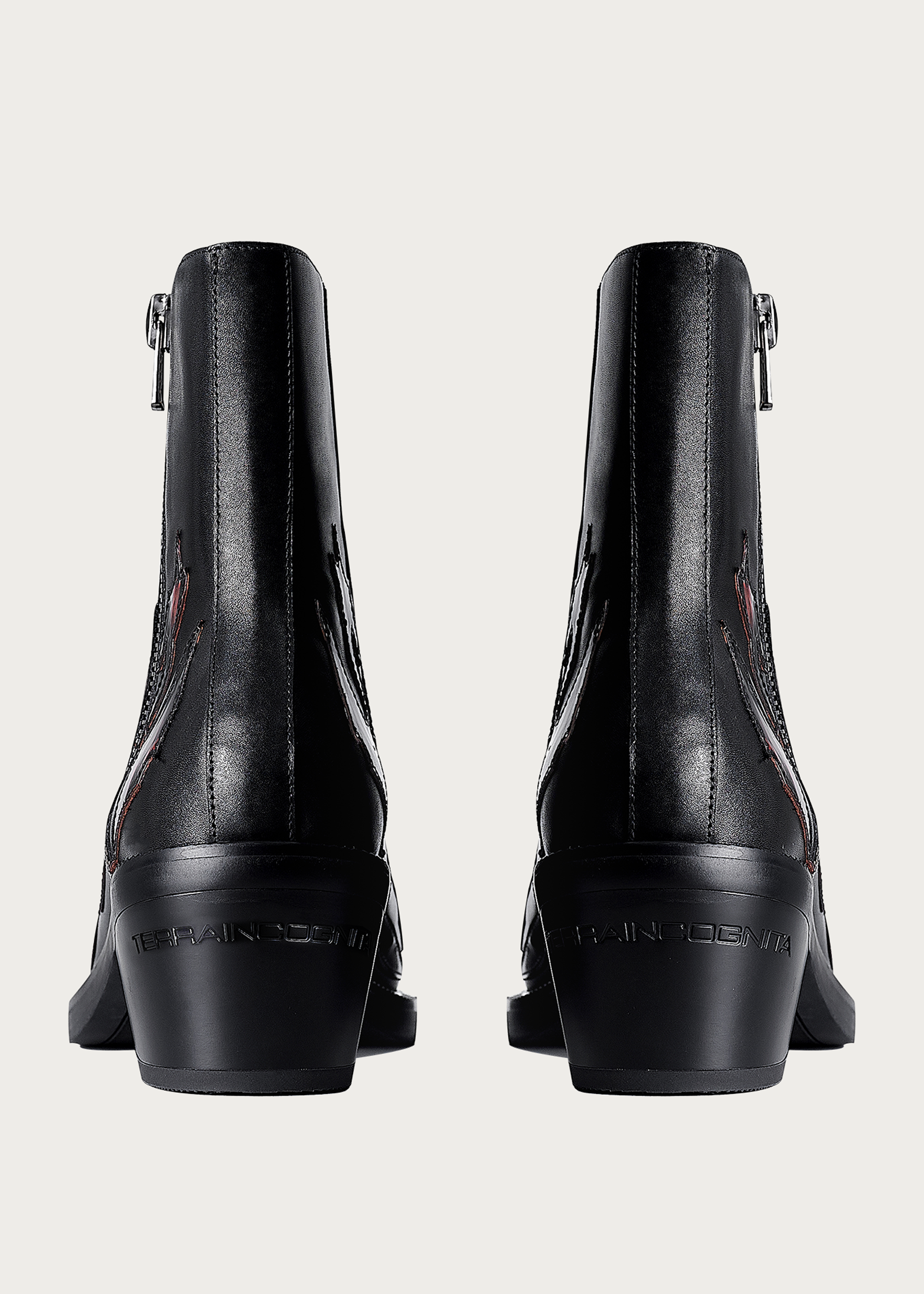 Chelsea boots Square-toe Black and Red-Flame-pattern