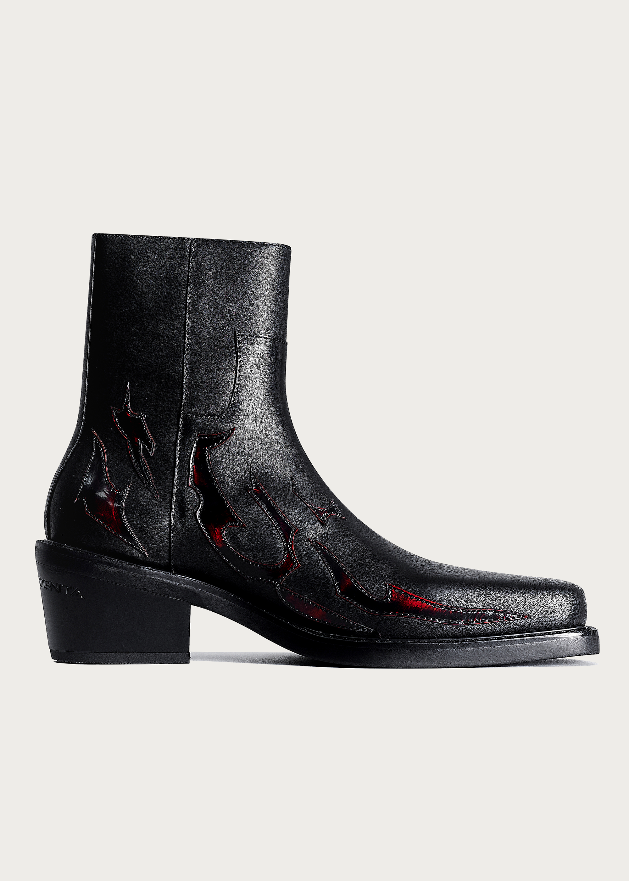Chelsea boots Square-toe Black and Red-Flame-pattern
