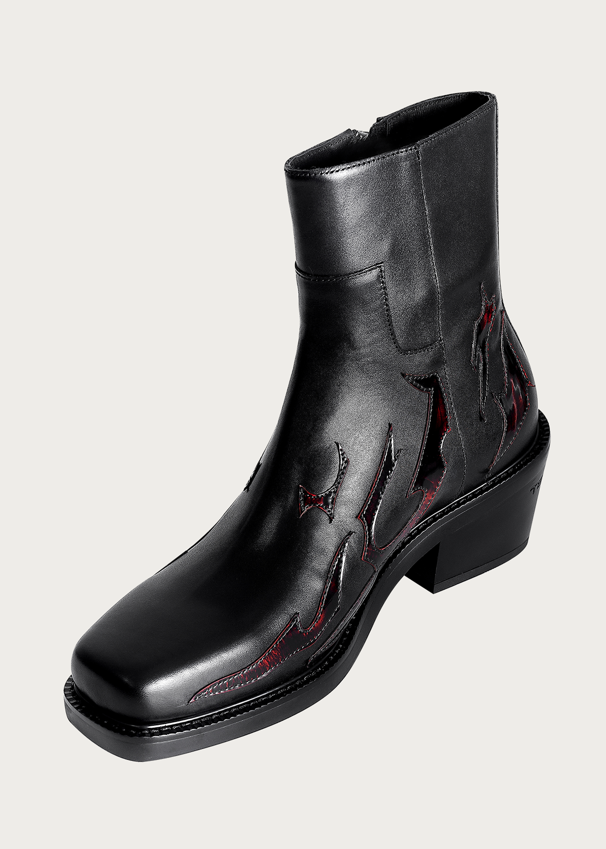 Chelsea boots Square-toe Black and Red-Flame-pattern