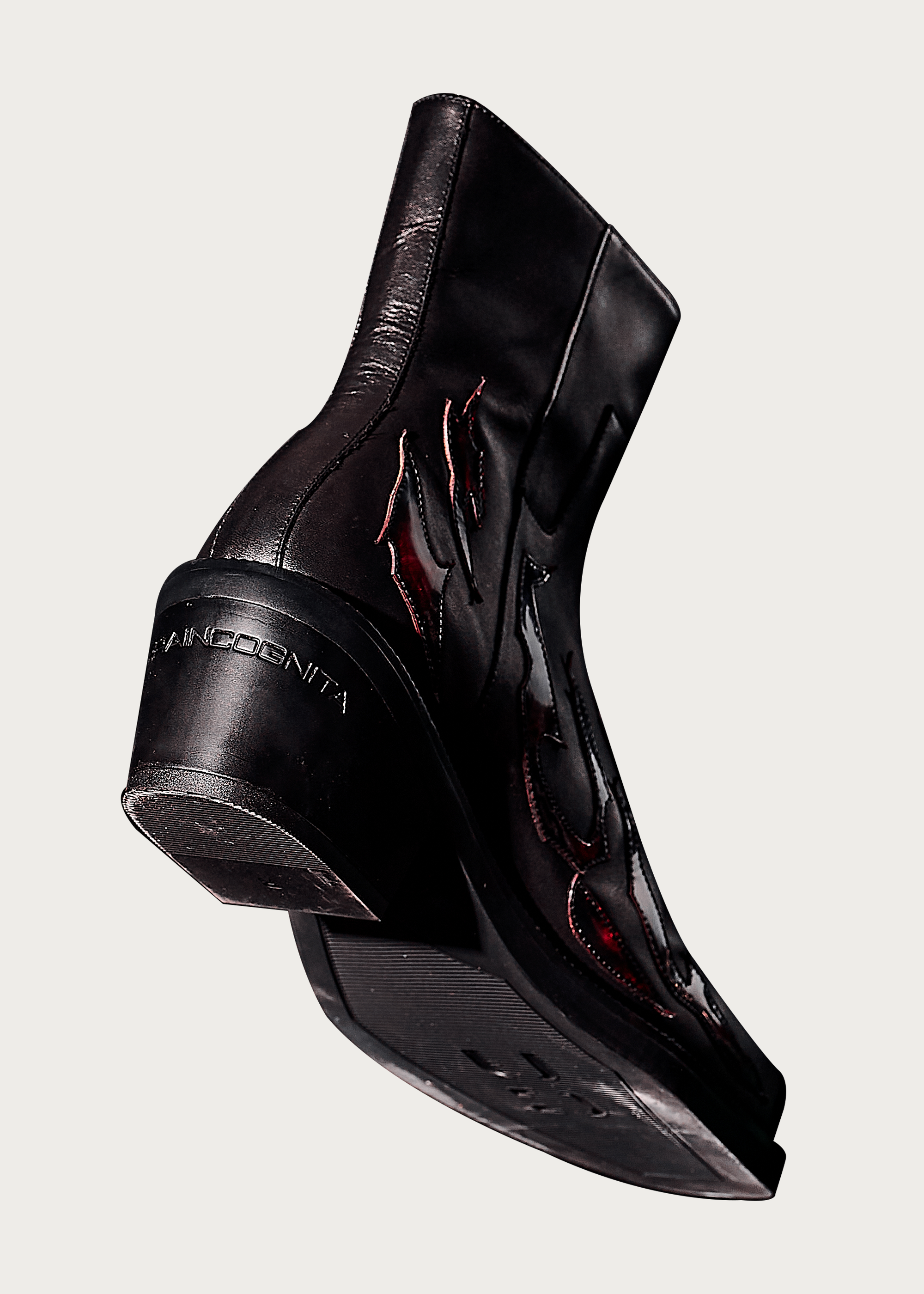 Chelsea boots Square-toe Black and Red-Flame-pattern