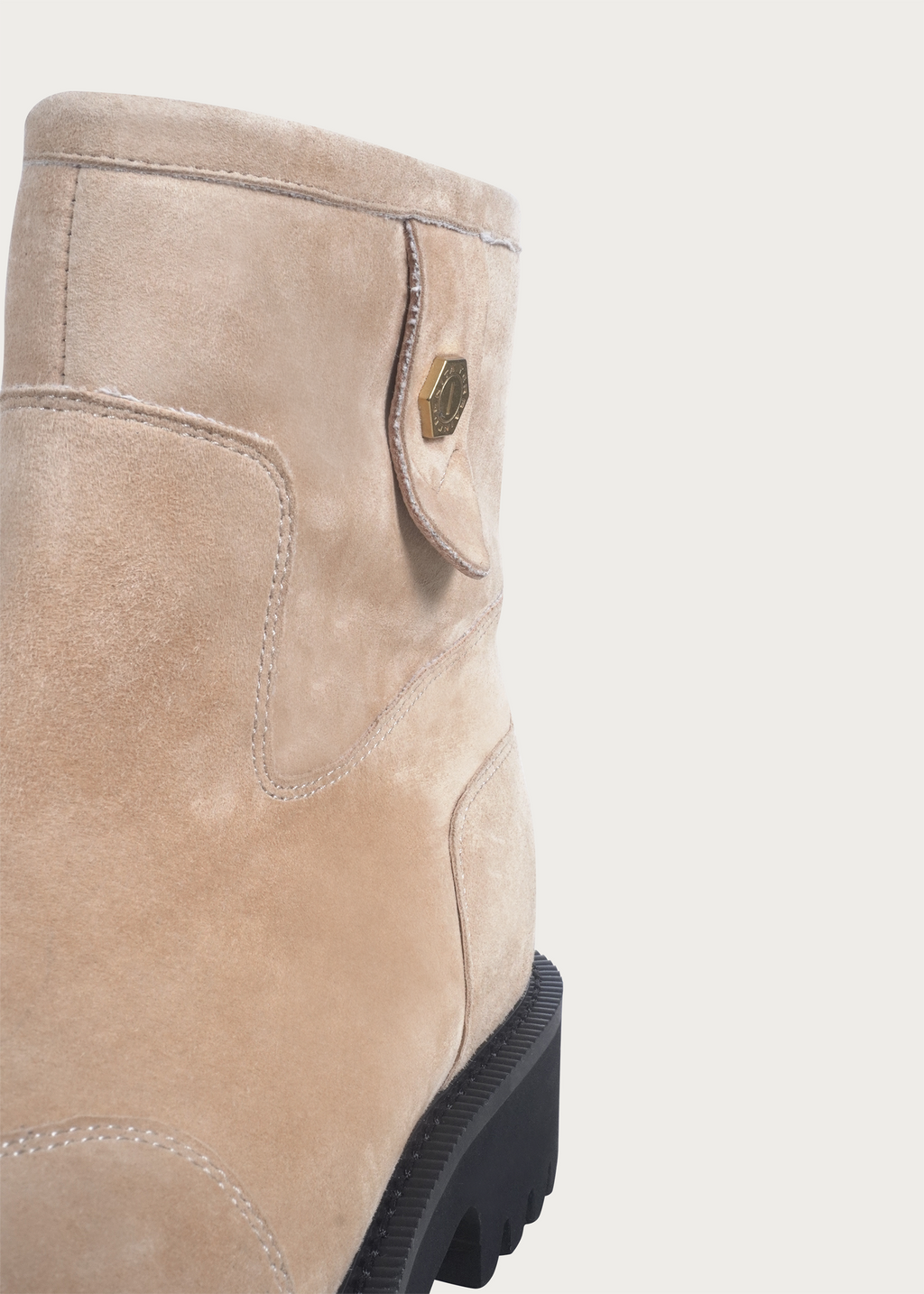 Fleece Mid-Top Snow Boots Light Cream Brown