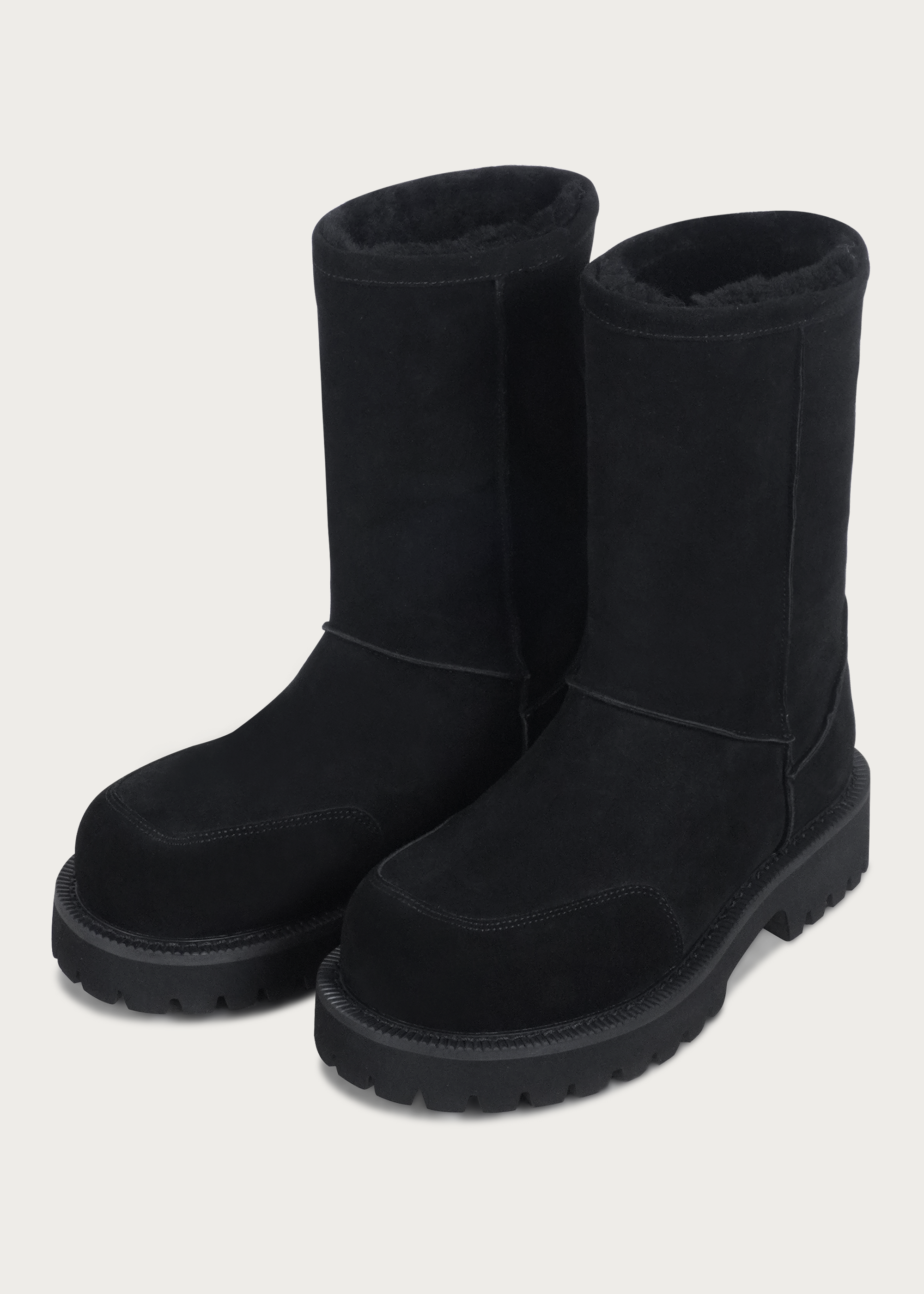 High snow boots Fleece-Lined Black