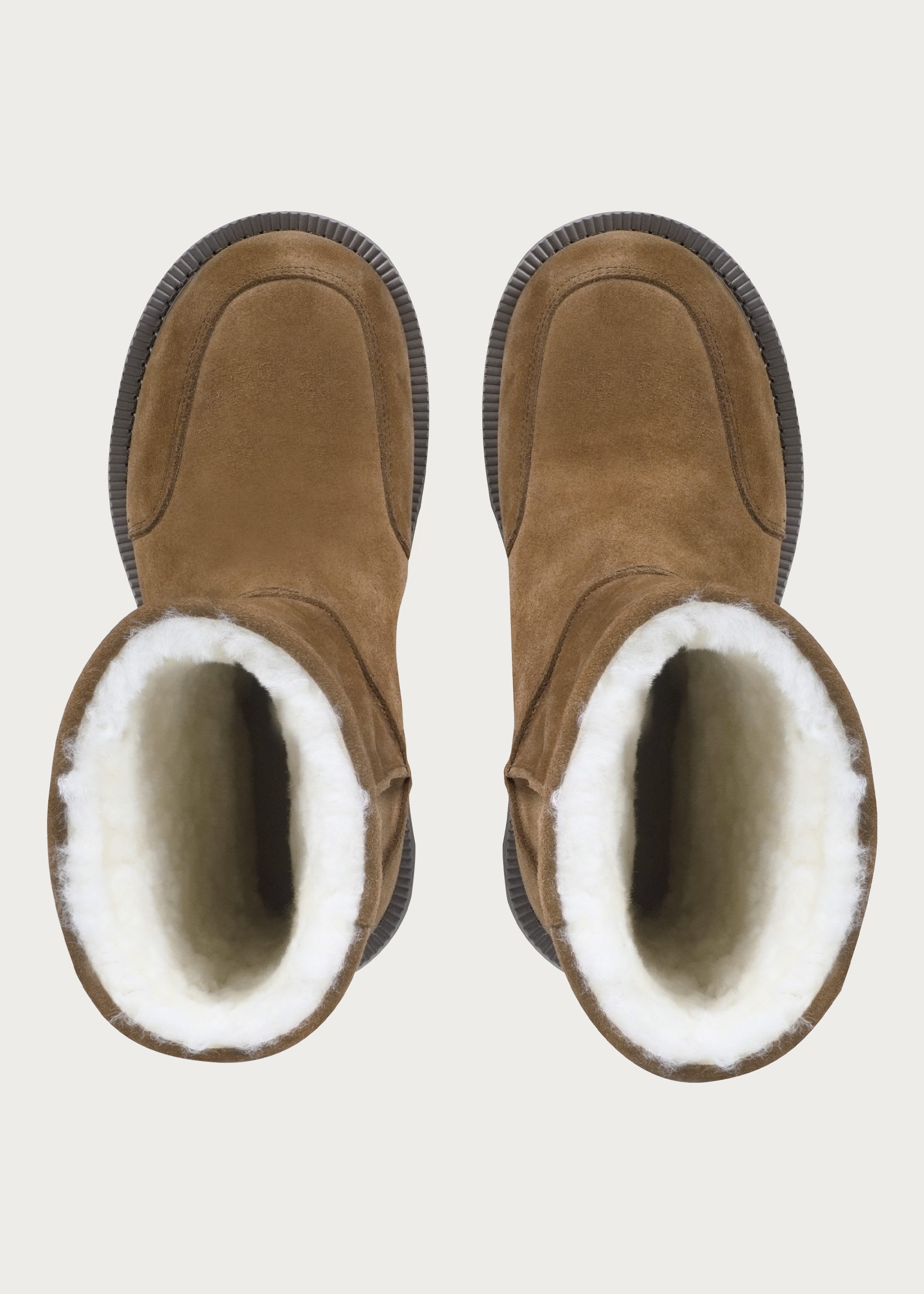 High snow boots Fleece-Lined Light brown