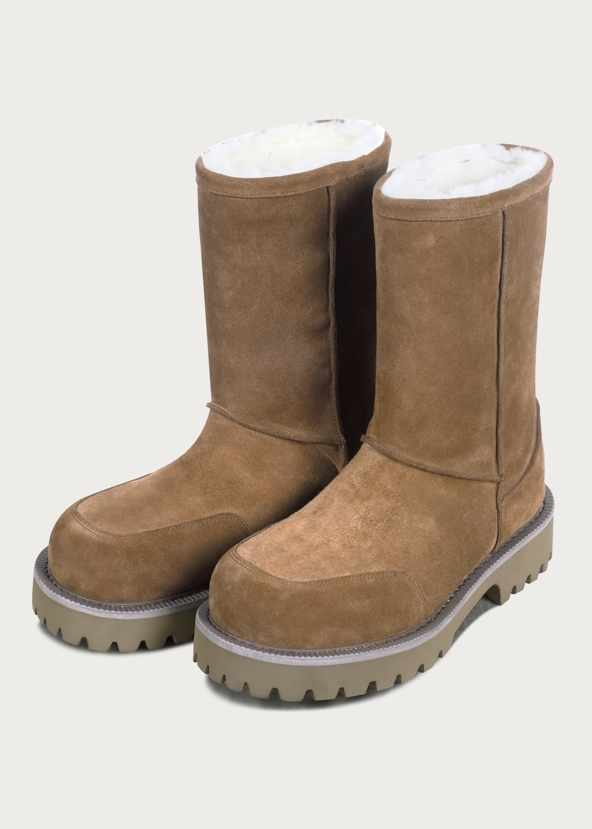 High snow boots Fleece-Lined Light brown