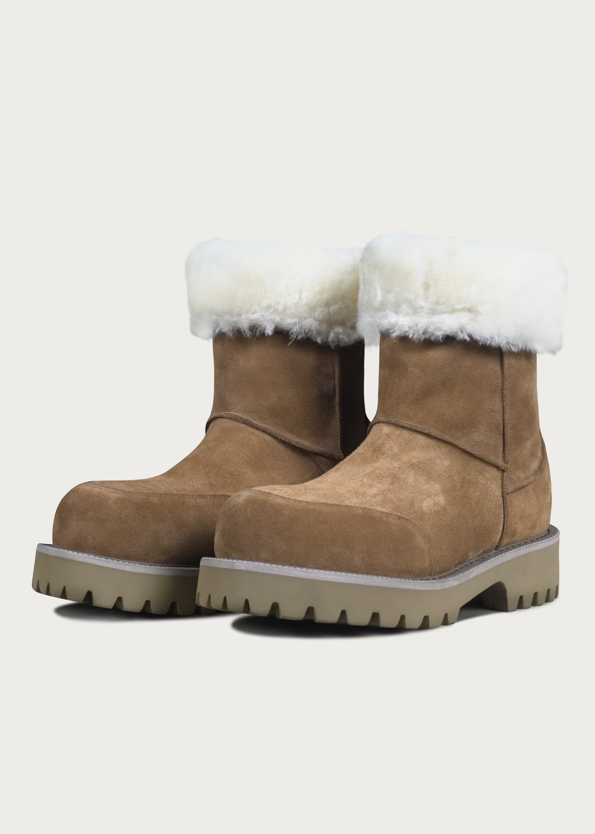 High snow boots Fleece-Lined Light brown