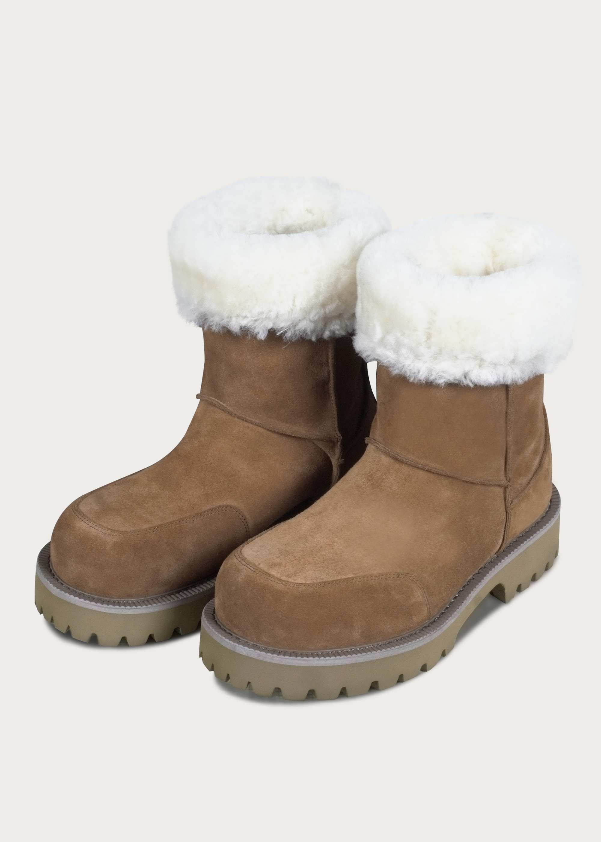 High snow boots Fleece-Lined Light brown