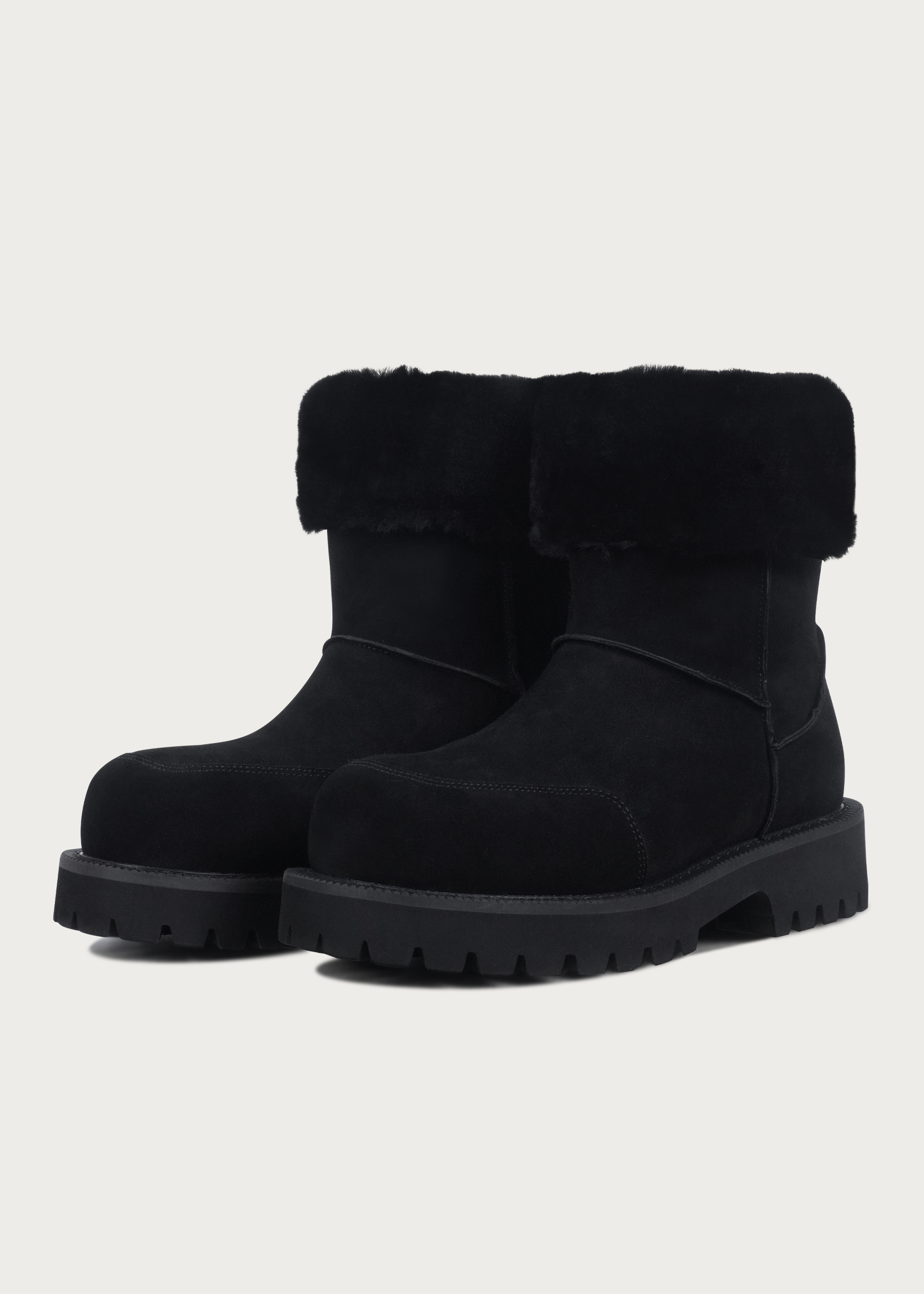 High snow boots Fleece-Lined Black